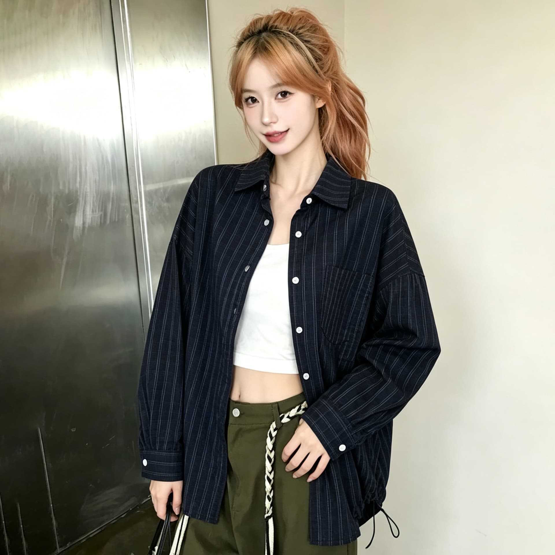 스트라이프 체크무늬 여성 셔츠 2026 년 가을 새로운 긴팔 셔츠 출퇴근 고급 센스 빛 럭셔리 이른 가을 맨위 상세 이미지 11