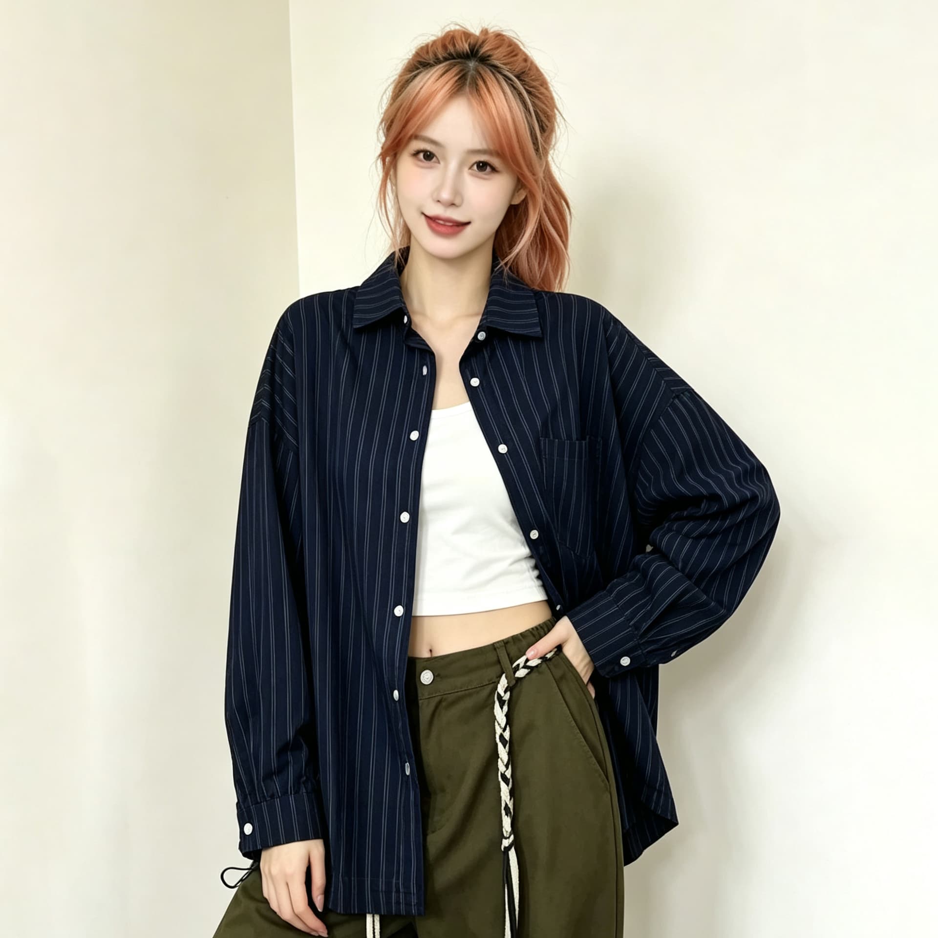 스트라이프 체크무늬 여성 셔츠 2026 년 가을 새로운 긴팔 셔츠 출퇴근 고급 센스 빛 럭셔리 이른 가을 맨위 상세 이미지 12