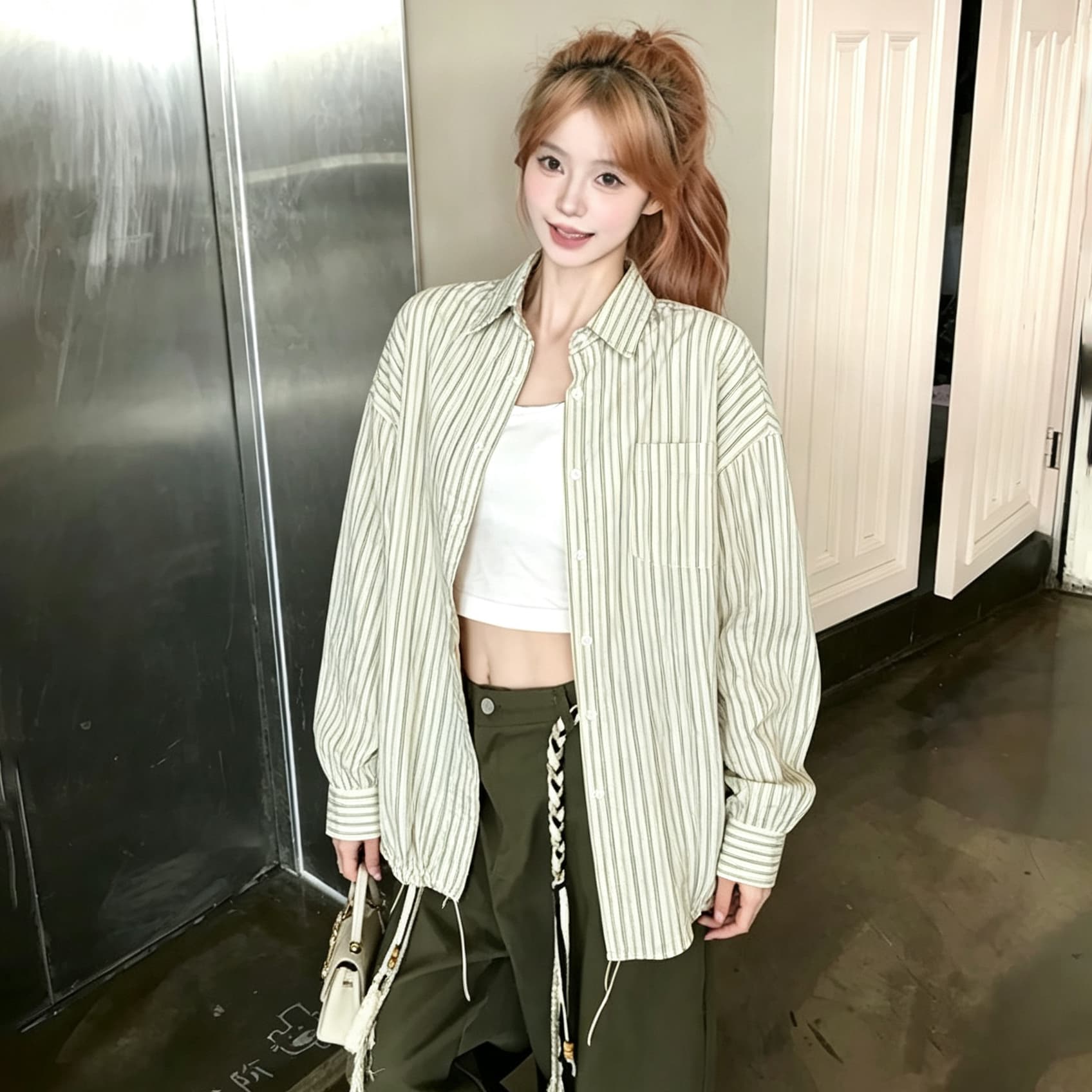 스트라이프 체크무늬 여성 셔츠 2026 년 가을 새로운 긴팔 셔츠 출퇴근 고급 센스 빛 럭셔리 이른 가을 맨위 상세 이미지 15
