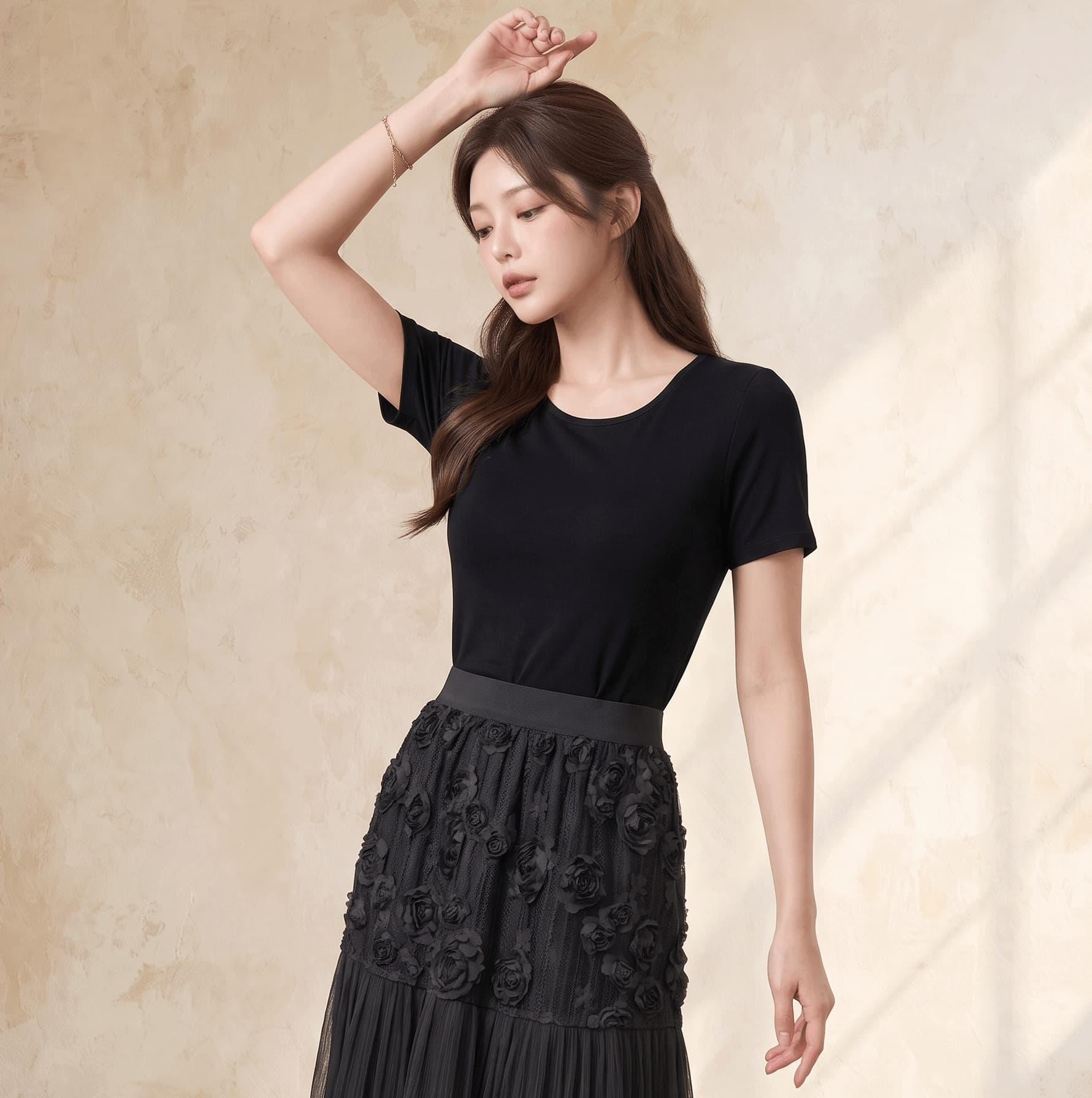 가을 겨울철 새로운 요정 치마 부드러운 바람 무거운 공예 3 차원 꽃 털이 있고 두꺼운 망사 반신 스커트 여성 롱 스커트 상세 이미지 7