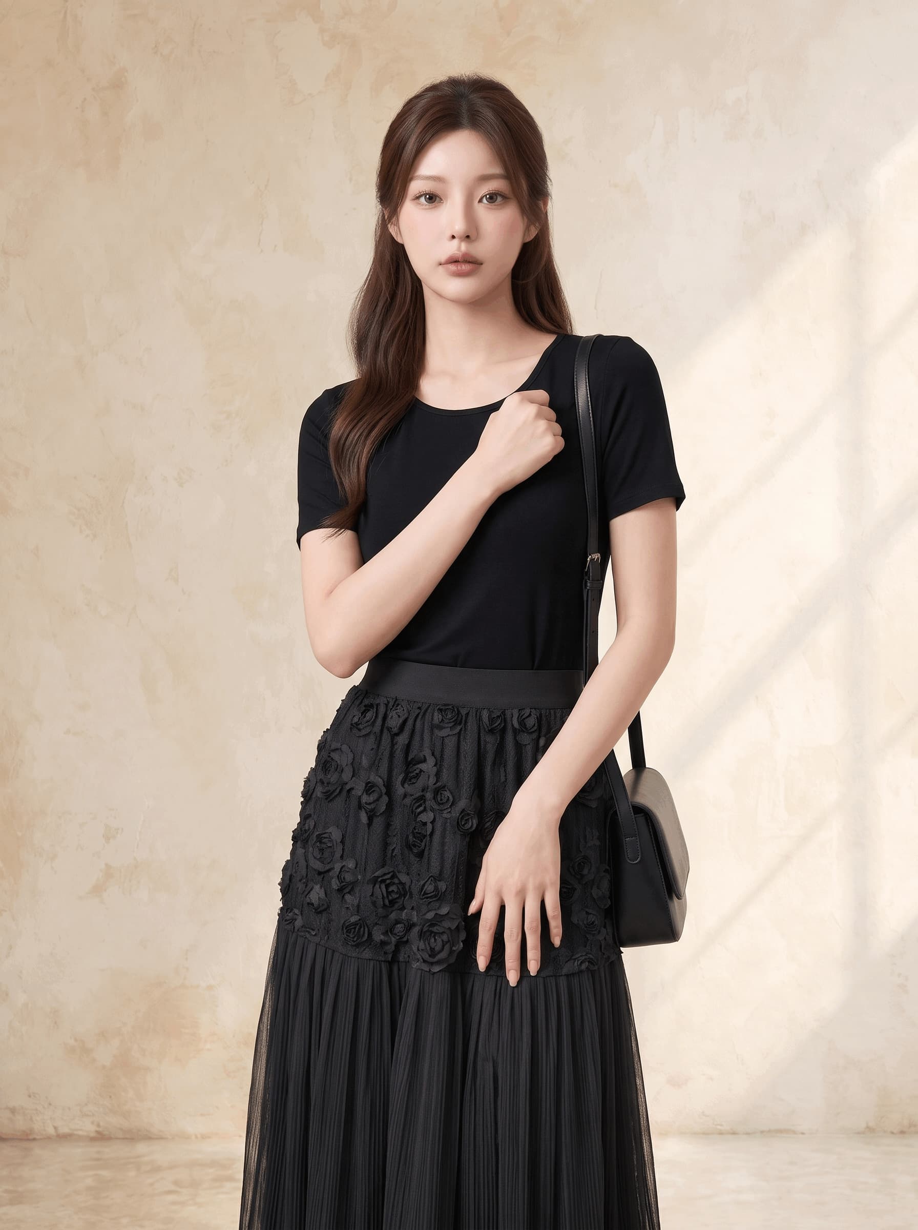가을 겨울철 새로운 요정 치마 부드러운 바람 무거운 공예 3 차원 꽃 털이 있고 두꺼운 망사 반신 스커트 여성 롱 스커트 상세 이미지 12