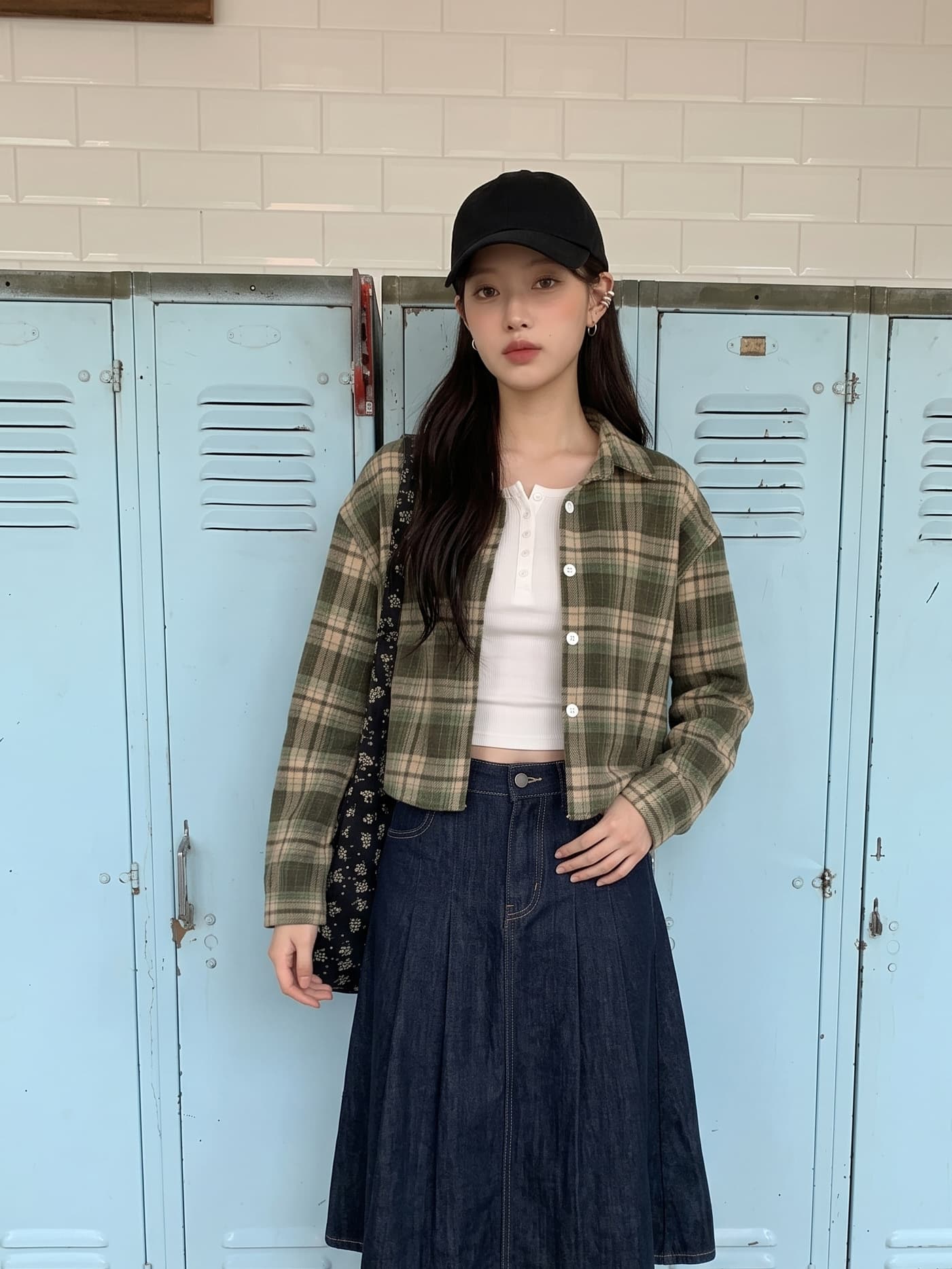 그리드 니켈 셔츠 여자 작은 키 긴팔 여성 가을 새로운 한국 스타일 루즈핏 레트로 캐주얼 쇼트 스타일 셔츠 재킷 상세 이미지 12