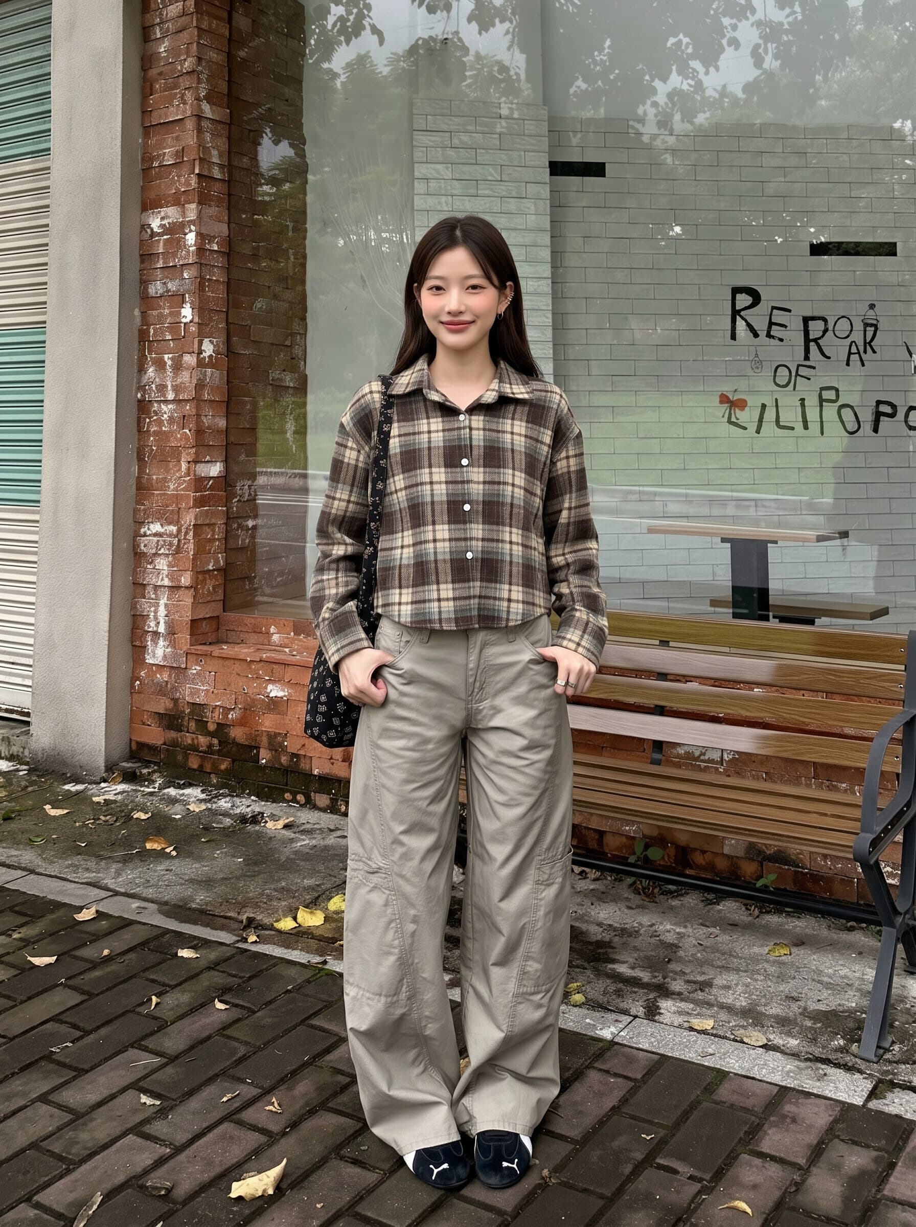 그리드 니켈 셔츠 여자 작은 키 긴팔 여성 가을 새로운 한국 스타일 루즈핏 레트로 캐주얼 쇼트 스타일 셔츠 재킷 상세 이미지 14