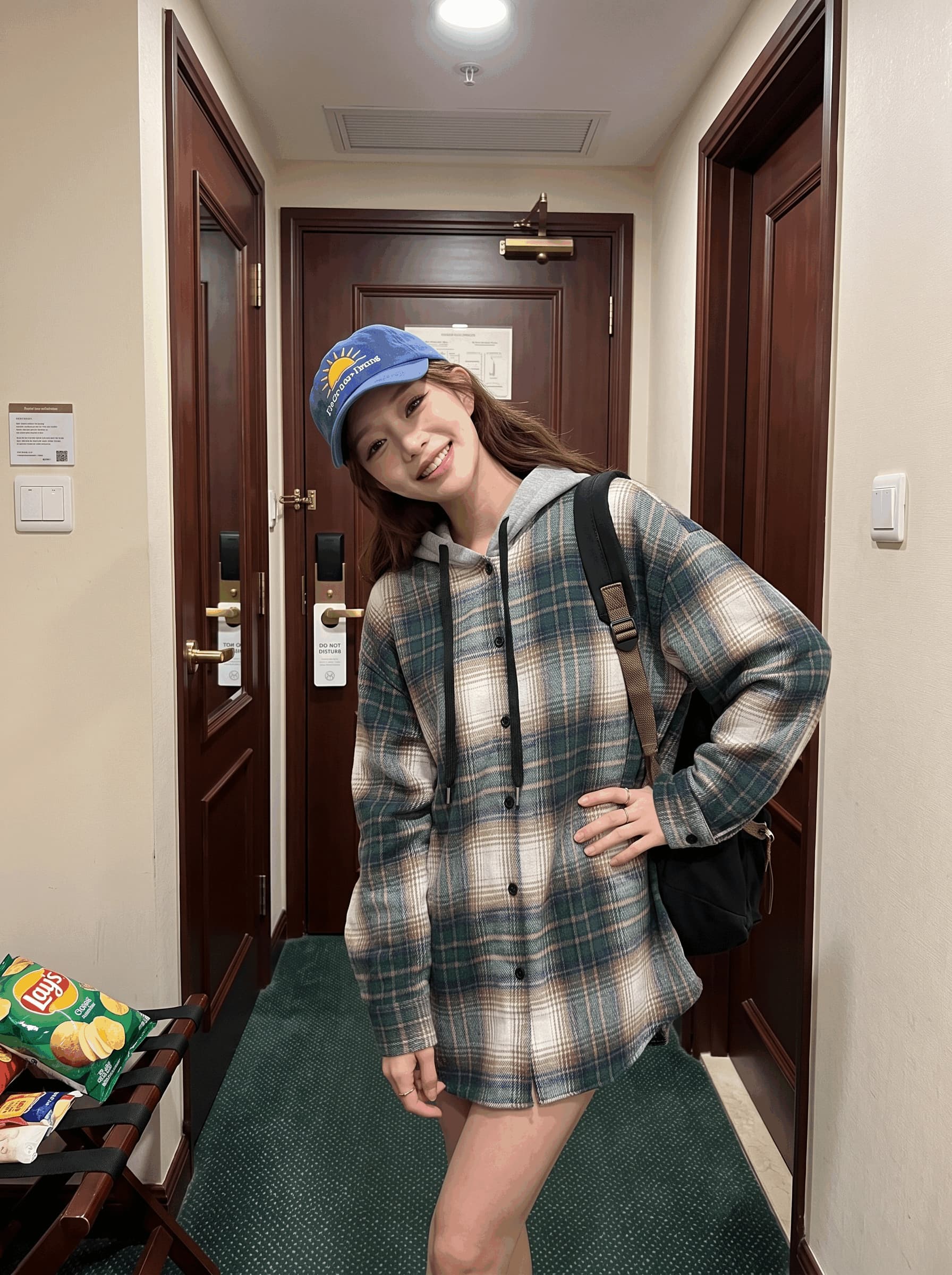 앤 코라 빨간색 두꺼운 체크무늬 여성 셔츠 루즈핏 느긋한 고급 센스 셔츠 체크무늬 맨위 긴팔 재킷 외출용 상세 이미지 6