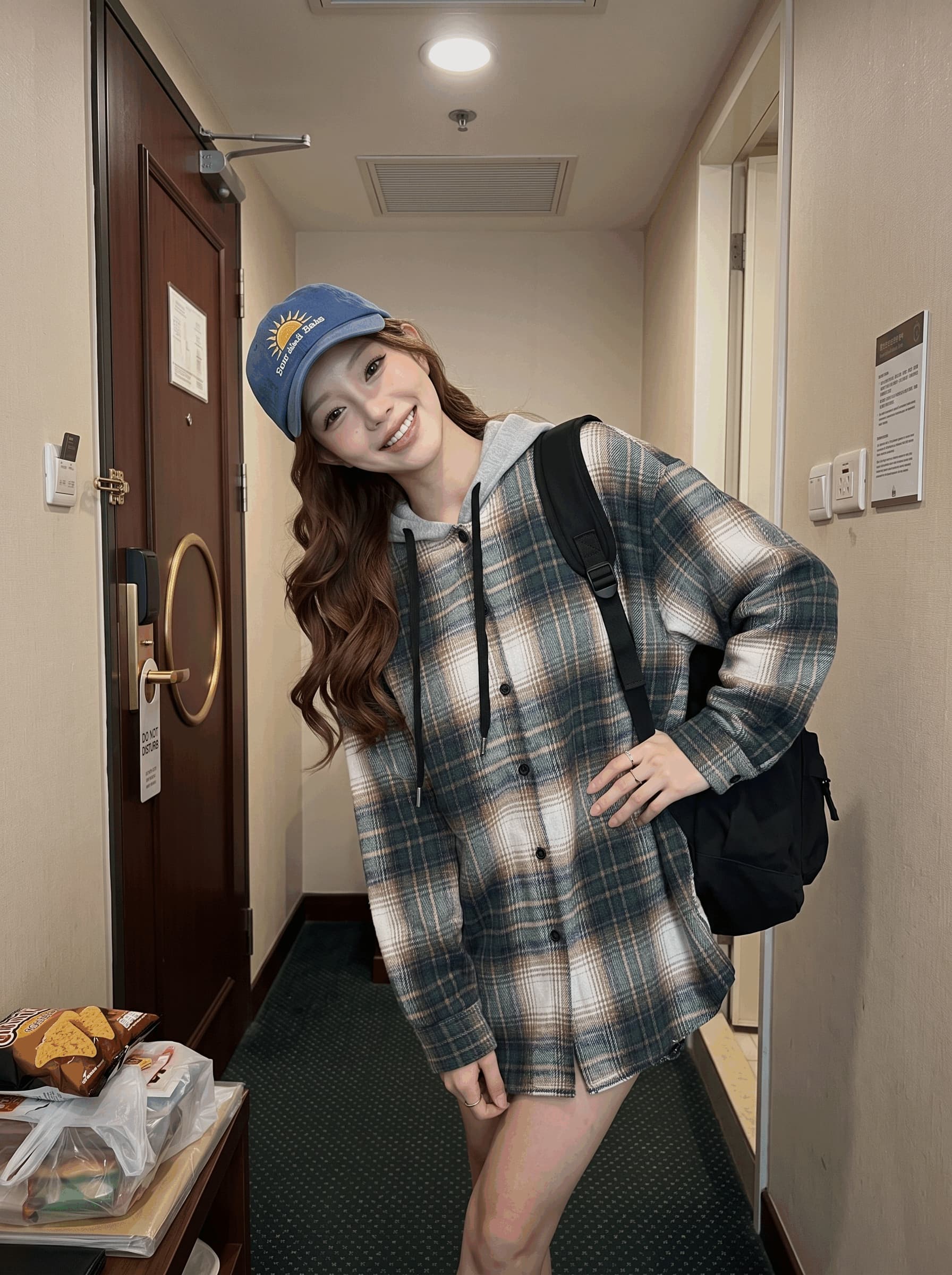 앤 코라 빨간색 두꺼운 체크무늬 여성 셔츠 루즈핏 느긋한 고급 센스 셔츠 체크무늬 맨위 긴팔 재킷 외출용 상세 이미지 12
