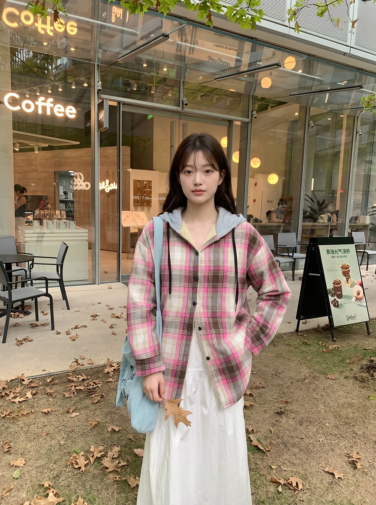 레트로 캐주얼 후드 체크무늬 연삭 털 셔츠 여성 의류 새로운 루즈핏 느긋한 바람 작은 키 모직 셔츠 재킷 상세 이미지 10