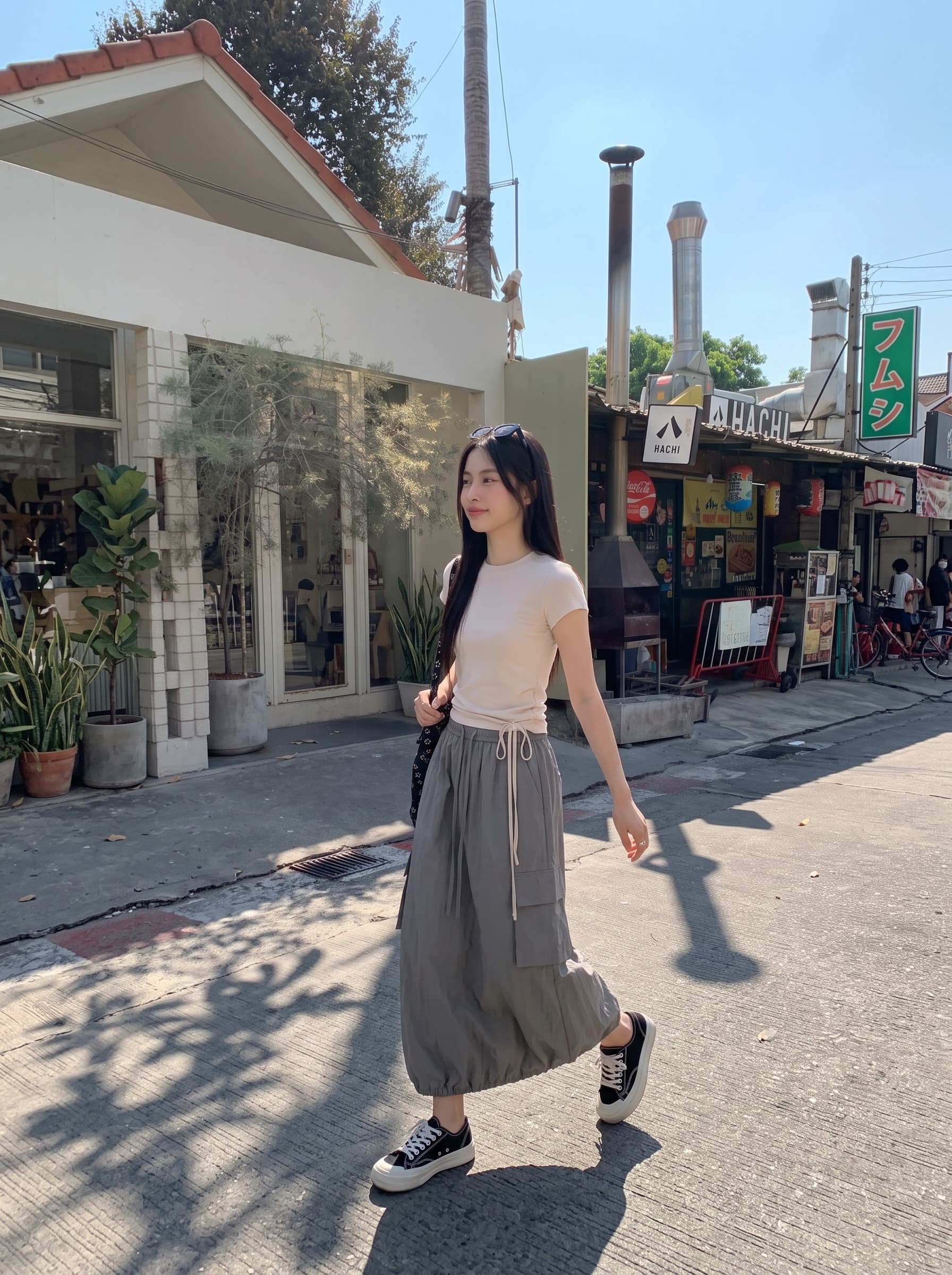 가을 새로운 캐주얼 레트로 펌프 로프 밴딩 워크웨어 바람 반신 스커트 여성 하이웨이스트 슬림해 보이는 한 마디 롱 스커트 여성 상세 이미지 14