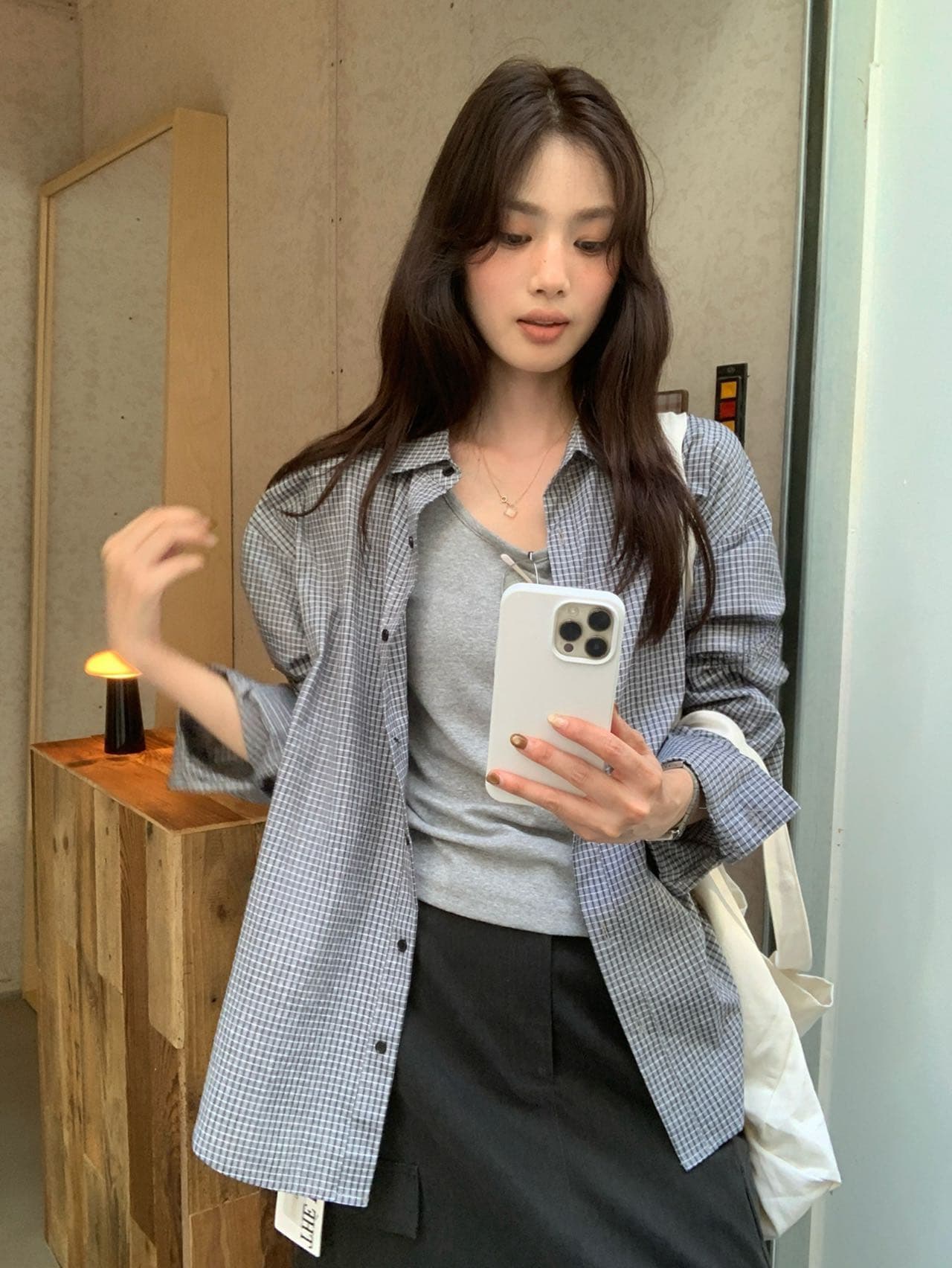 2026 가을 루즈핏 느슨함 센스 긴팔 여성 셔츠 조끼 맨위 투피스 세트 상세 이미지 8