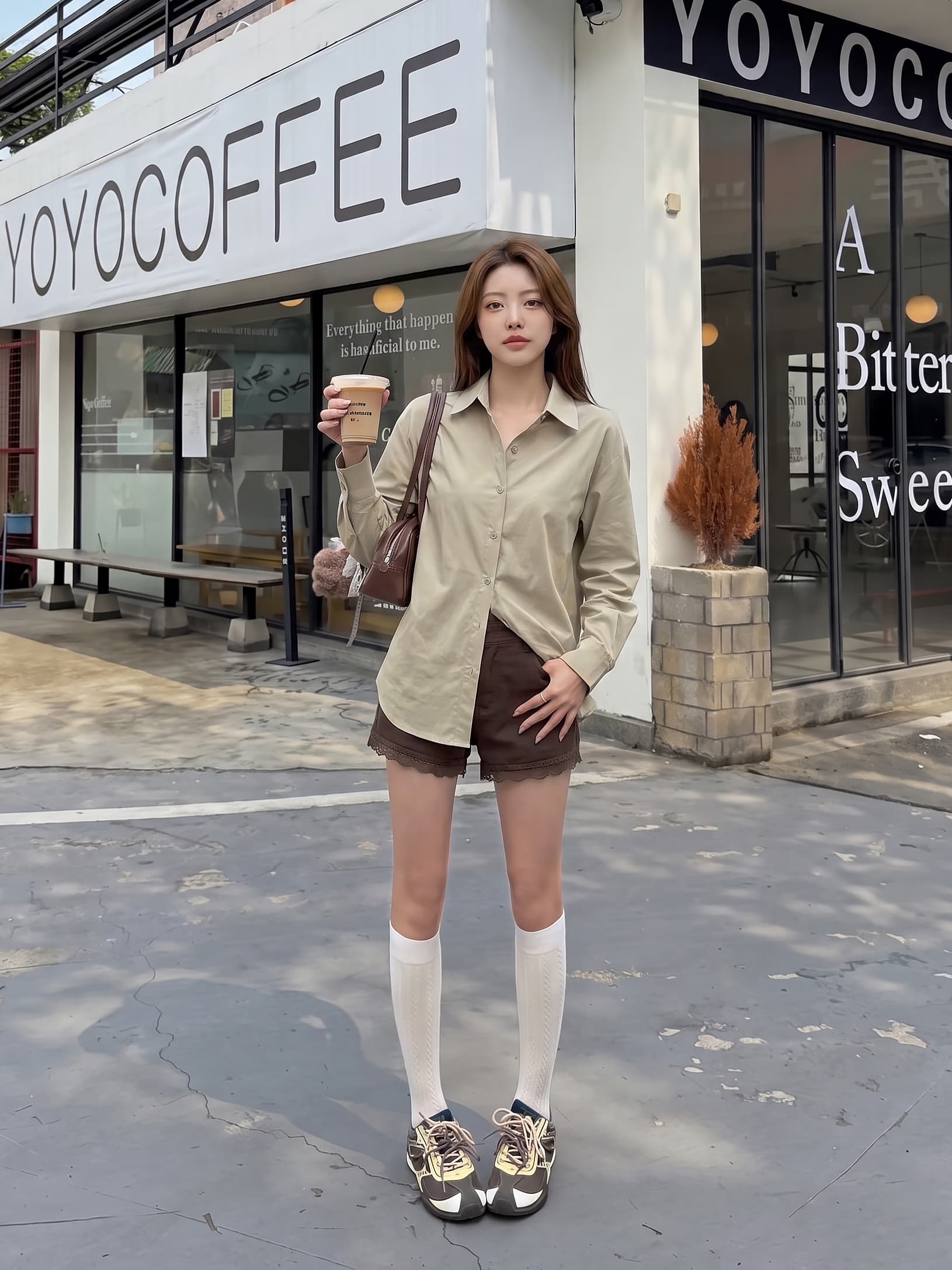 한 부서 새로운 패션 높은 품질 디자인 센스 작은 대중 다용도 슬림해 보이는 허리 수축 긴팔 셔츠 벨트 스카프 맨위 여성 상세 이미지 17