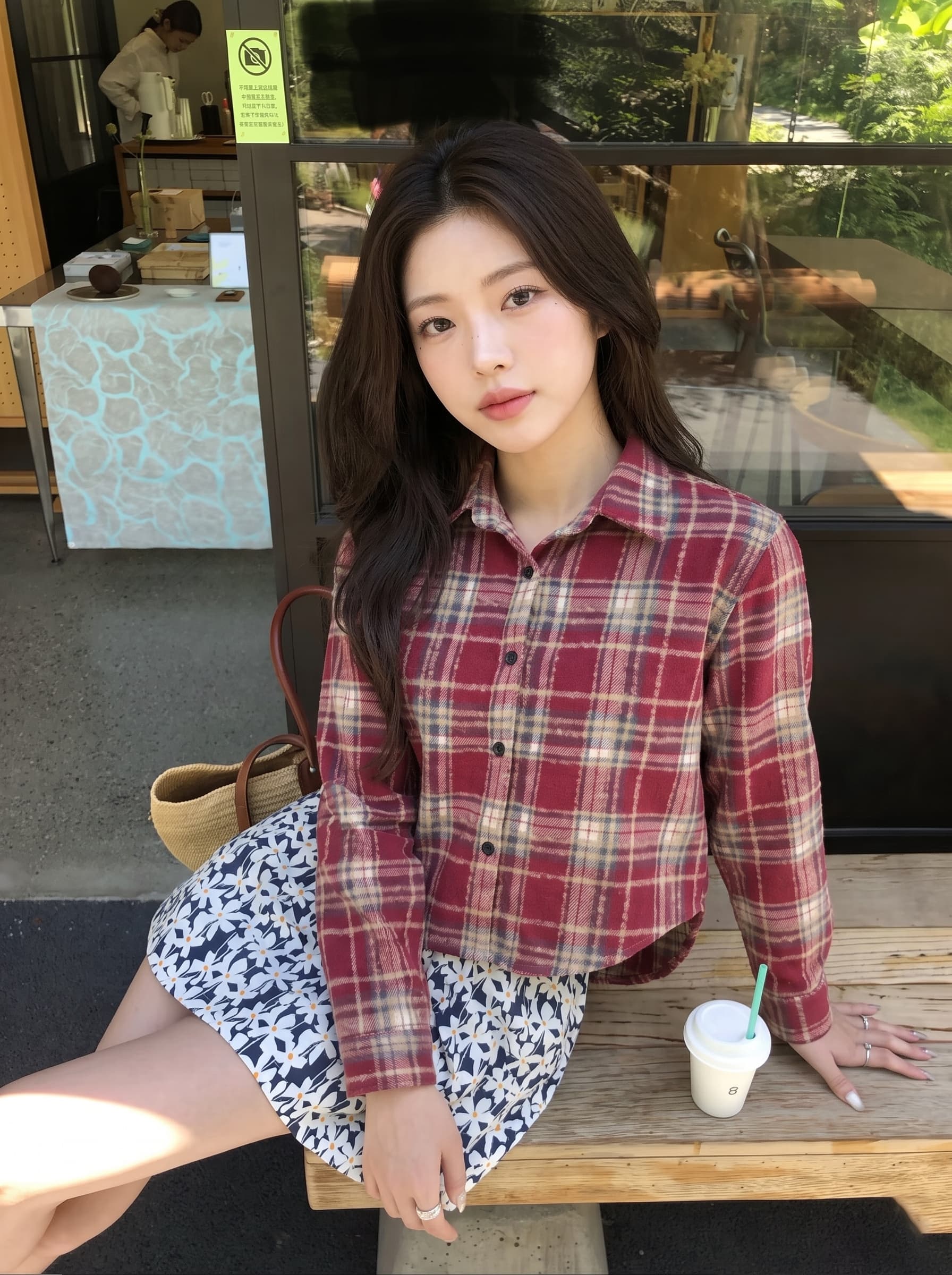 가을 새로운 체크무늬 폴로 칼라 여성 셔츠 작은 키 긴팔 여성 한국 스타일 프로필 모양 쇼트 스타일 체크무늬 긴팔 셔츠 여성 상세 이미지 11