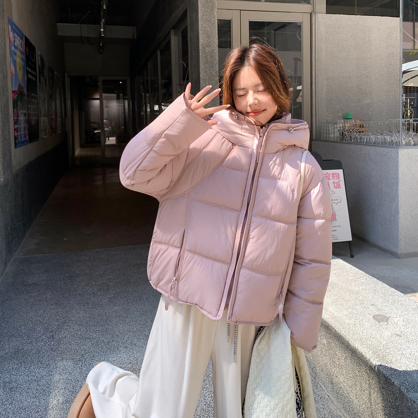 겨울 새로운 탈착식 큰 모피 칼라 아래 면화 의류 여성 짧은 한국 스타일 루즈핏 면 옷 고급 센스 착용 가져 가라. 재킷 이미지 3