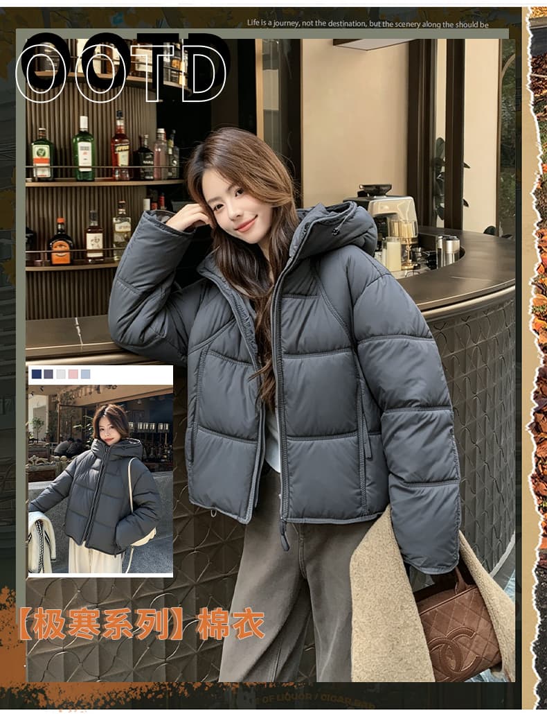 겨울 새로운 탈착식 큰 모피 칼라 아래 면화 의류 여성 짧은 한국 스타일 루즈핏 면 옷 고급 센스 착용 가져 가라. 재킷 상세 이미지 3