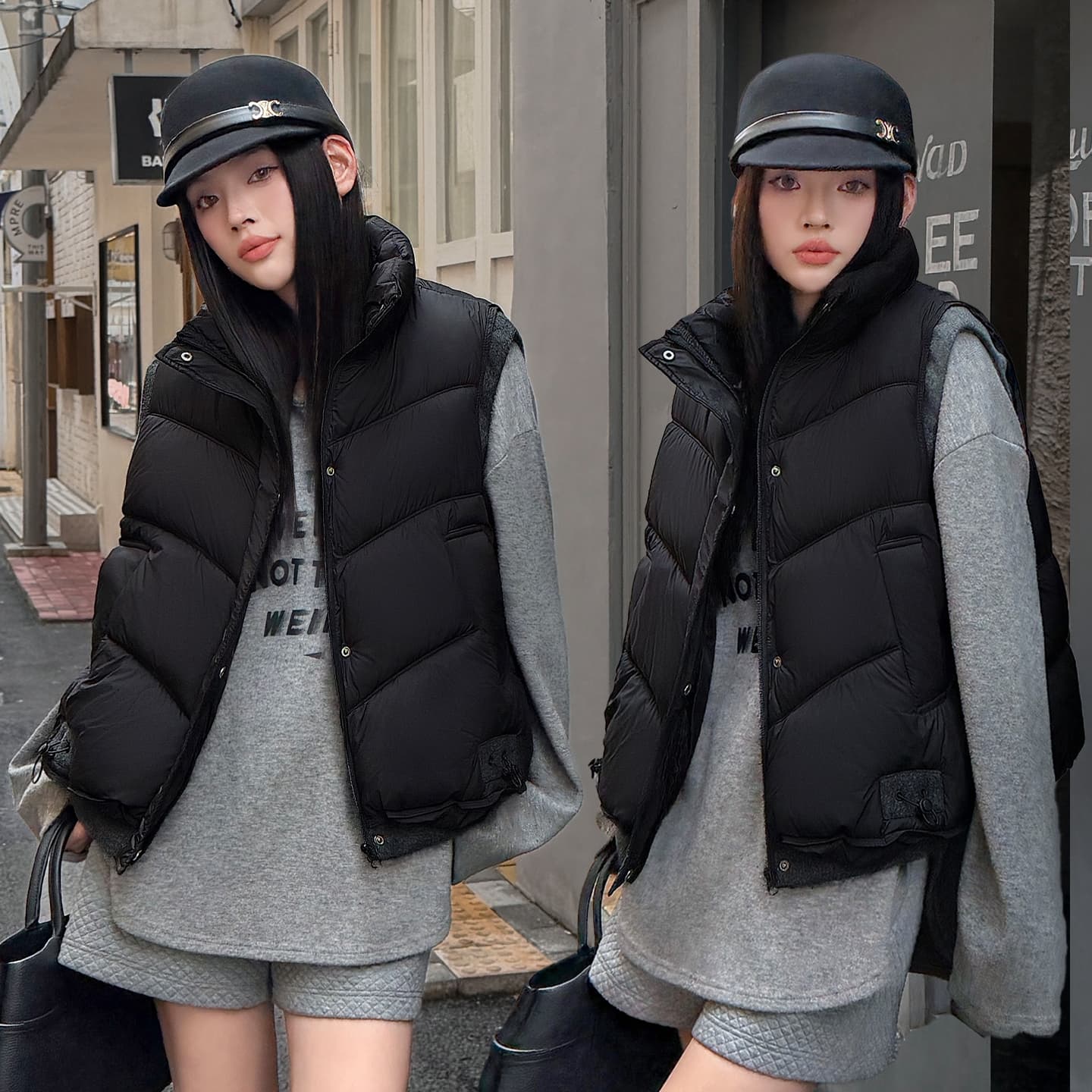 2026 가을 겨울철 새로운 여성 한국 스타일 스탠드 칼라 캐주얼 바람 조끼 아래 면화 의류 외부 가져 가라. 보온 스택 착용 맨위 이미지 5