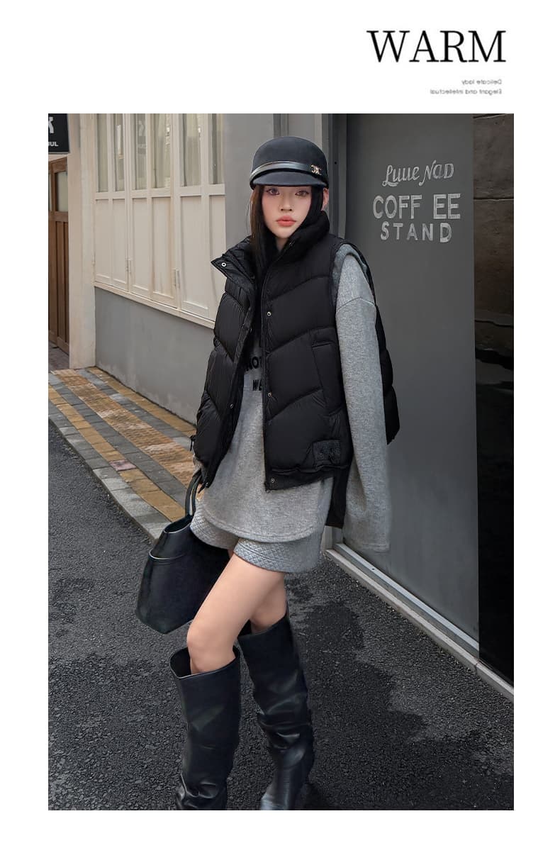 2026 가을 겨울철 새로운 여성 한국 스타일 스탠드 칼라 캐주얼 바람 조끼 아래 면화 의류 외부 가져 가라. 보온 스택 착용 맨위 상세 이미지 29