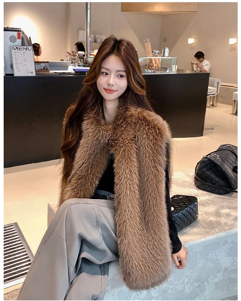 오래된 돈 바람 쇼트 스타일 환경 보호 수달 털 모피 조끼 여자 2026 겨울 스탠드 칼라 어깨 영 섹션 모피 재킷 상세 이미지 17