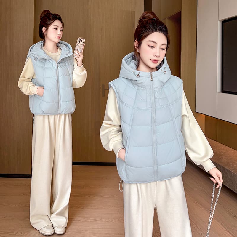 실사 빅 사이즈 지방 mm 패션 외국 가스 면 의류 베스트 조끼 2026 가을 겨울 루즈핏 어깨 면 옷 여성 코트 이미지 4