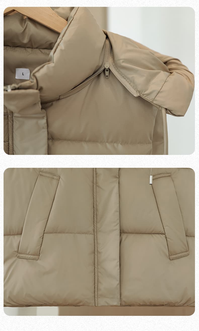다운 코튼 베스트 여성 겨울 한국 스타일 몸매 가꾸기 허리 수축 가을 겨울철 외출용 중간 길이 조끼 조끼 어깨 재킷 트렌디 상세 이미지 22