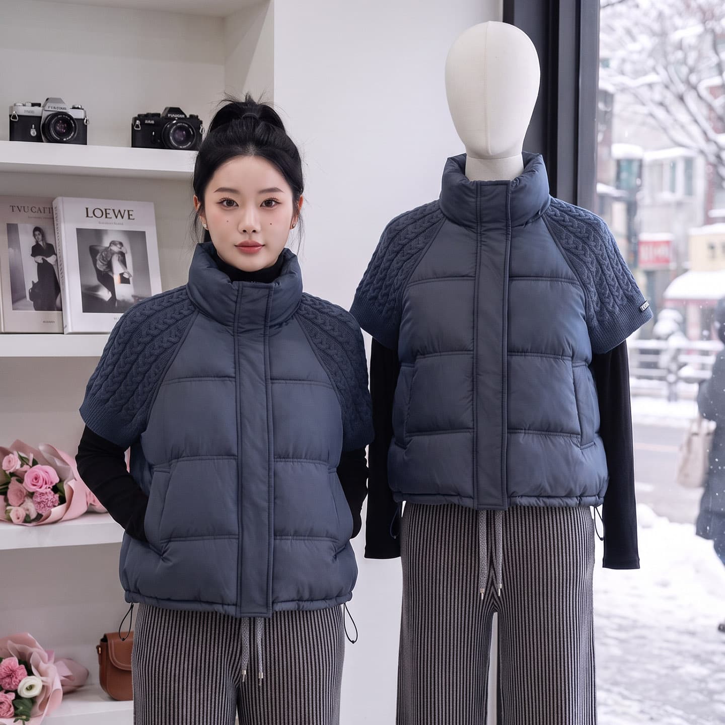 실사 빅 사이즈 여성 의류 면 의류 통통한 여동생 겨울 새로운 한국 스타일 루즈핏 두꺼운 패딩 재킷 작은 키 면 옷 이미지 3