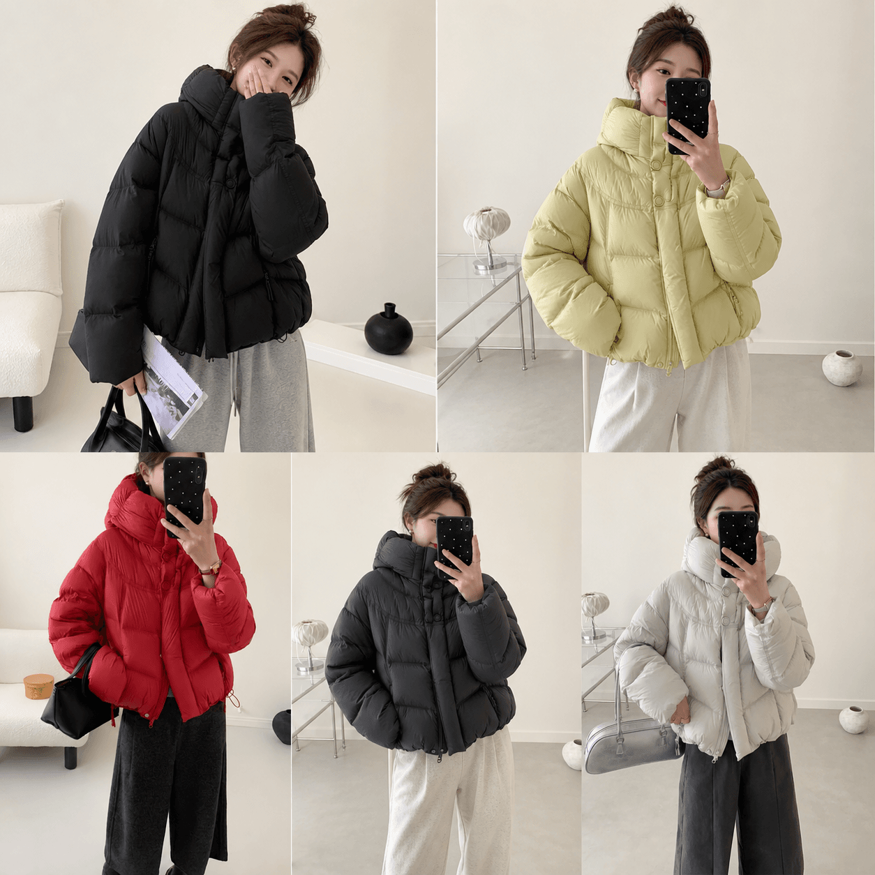 한국 스타일 쇼트 스타일 버블 푸 다운 재킷 여성 겨울 새로운 황색 후드 패딩 재킷 작은 키 다운 코튼 외투 상세 이미지 23
