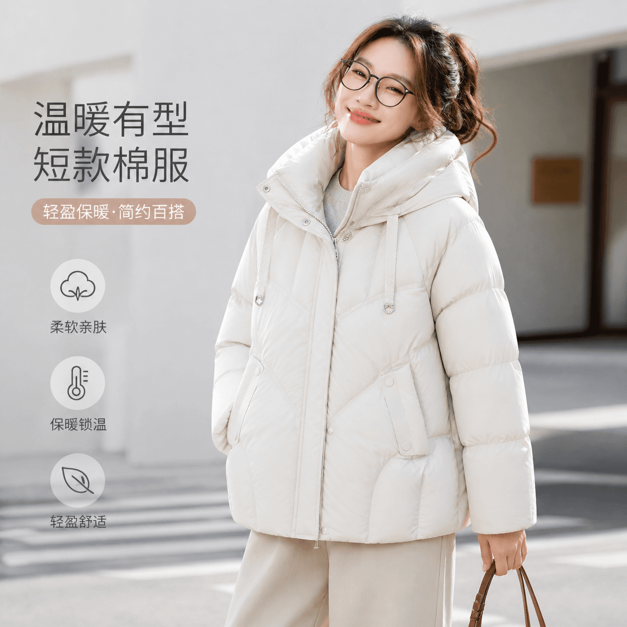 한국 스타일 쇼트 스타일 버블 푸 다운 재킷 여성 겨울 새로운 황색 후드 패딩 재킷 작은 키 다운 코튼 외투 상세 이미지 22