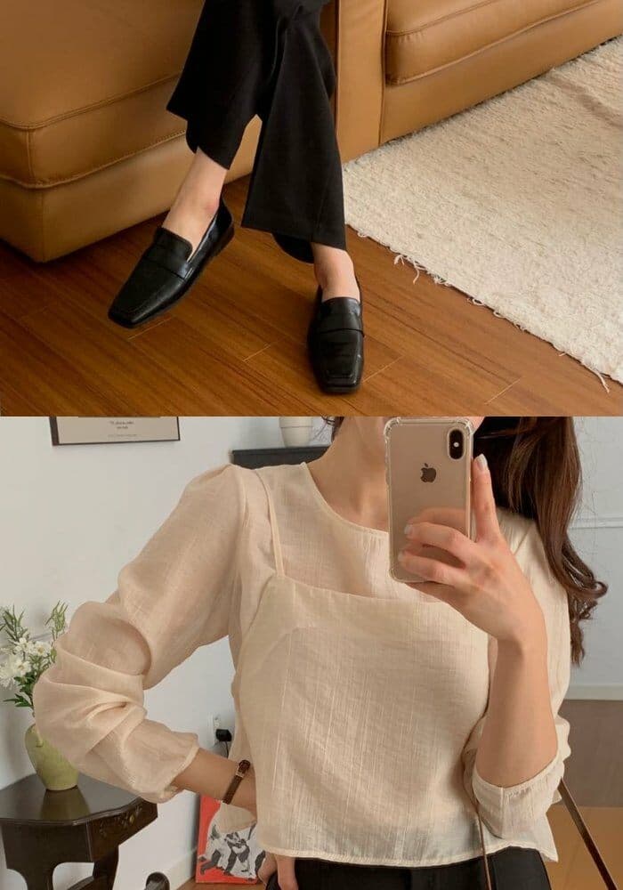 프랑스식 시폰 셔츠 여성 chic 작은 대중 디자인 시스루 작은 셔츠 캐미솔 고유 한 긴팔 셔츠 투피스 슈트 상세 이미지 22