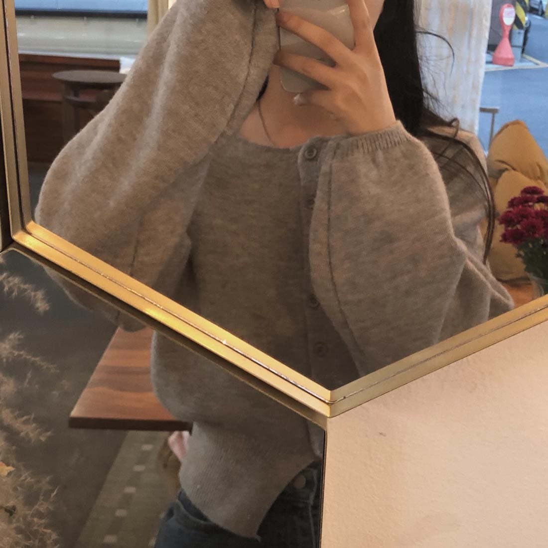 한 스타일 미니멀리즘 우아함 스웨터 오픈 가디건 짧은 외투 봄 가을 상세 이미지 10
