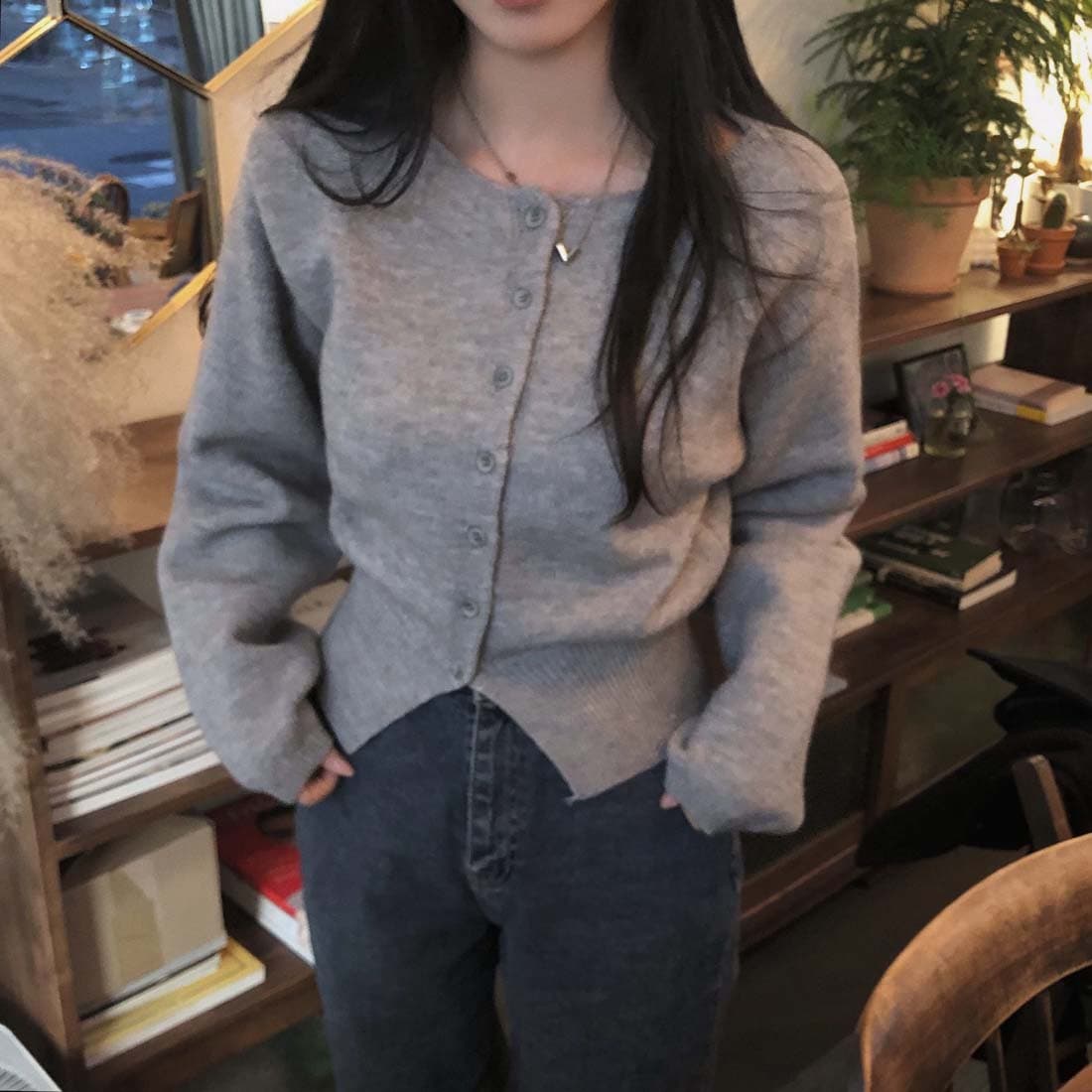 한 스타일 미니멀리즘 우아함 스웨터 오픈 가디건 짧은 외투 봄 가을 상세 이미지 14