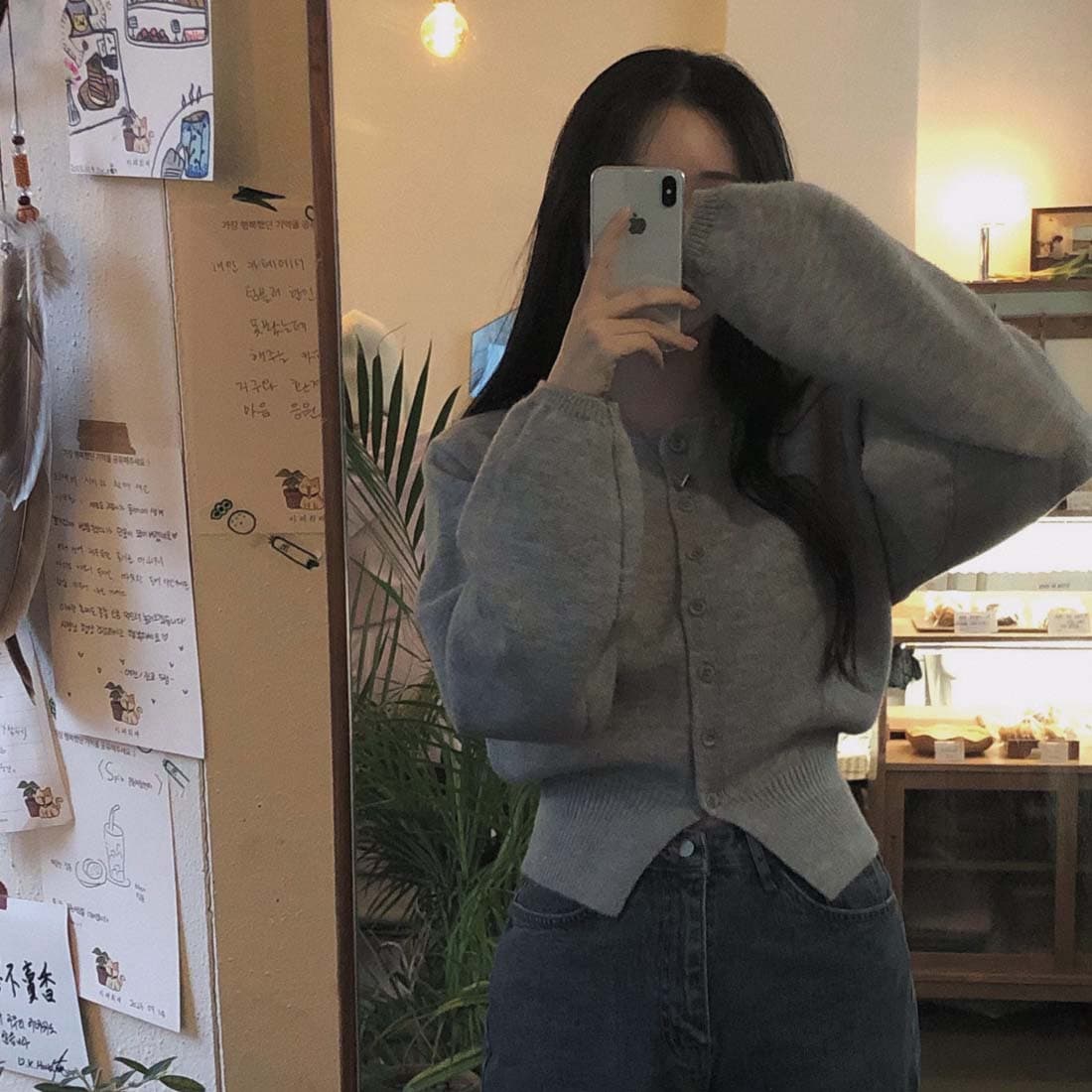 한 스타일 미니멀리즘 우아함 스웨터 오픈 가디건 짧은 외투 봄 가을 상세 이미지 15