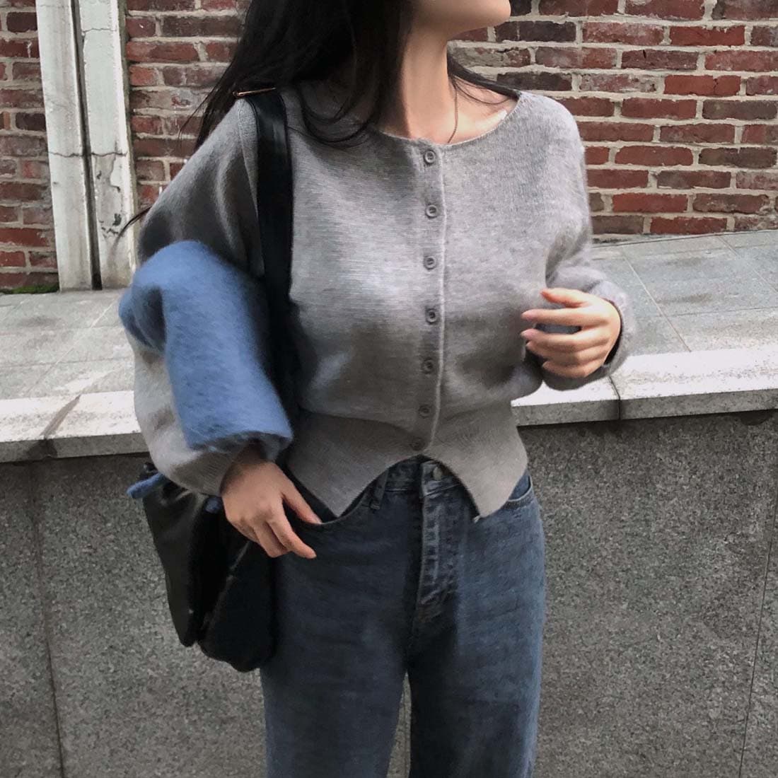 한 스타일 미니멀리즘 우아함 스웨터 오픈 가디건 짧은 외투 봄 가을 상세 이미지 21