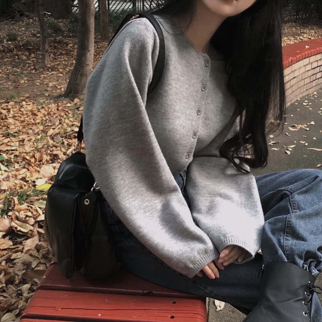 한 스타일 미니멀리즘 우아함 스웨터 오픈 가디건 짧은 외투 봄 가을 상세 이미지 31