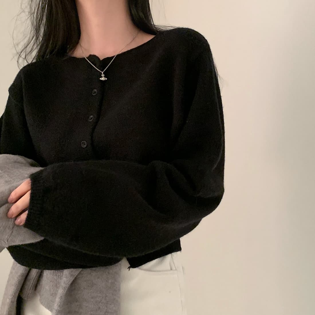 한 스타일 미니멀리즘 우아함 스웨터 오픈 가디건 짧은 외투 봄 가을 상세 이미지 46