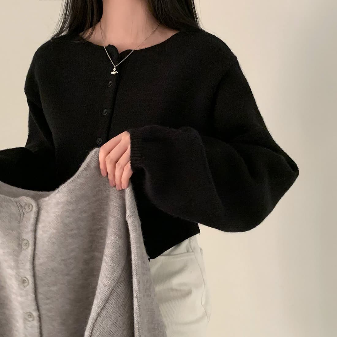 한 스타일 미니멀리즘 우아함 스웨터 오픈 가디건 짧은 외투 봄 가을 상세 이미지 48