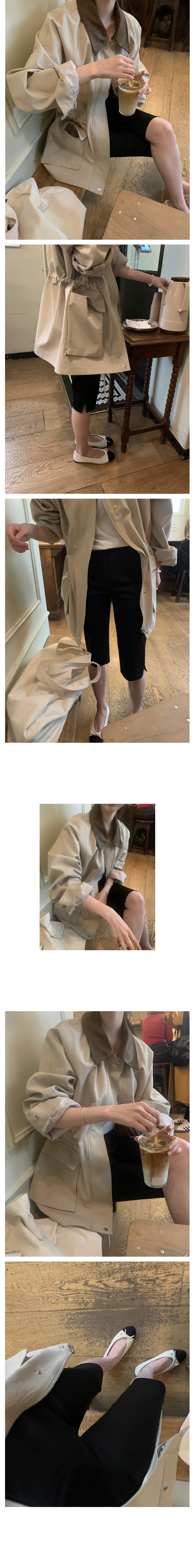 한국 chic 패션 품격 배색 칼라 펌프 로프 디자인 빅 포켓 루즈핏 캐주얼 재킷 상세 이미지 7