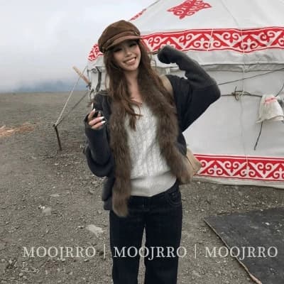 아메리칸 핫걸 모피 열기 칼라 긴팔 여성 코트 가을 고급 디자인 센스 작은 키 루즈핏 슬림해 보이는 캐주얼 맨위 상세 이미지 5