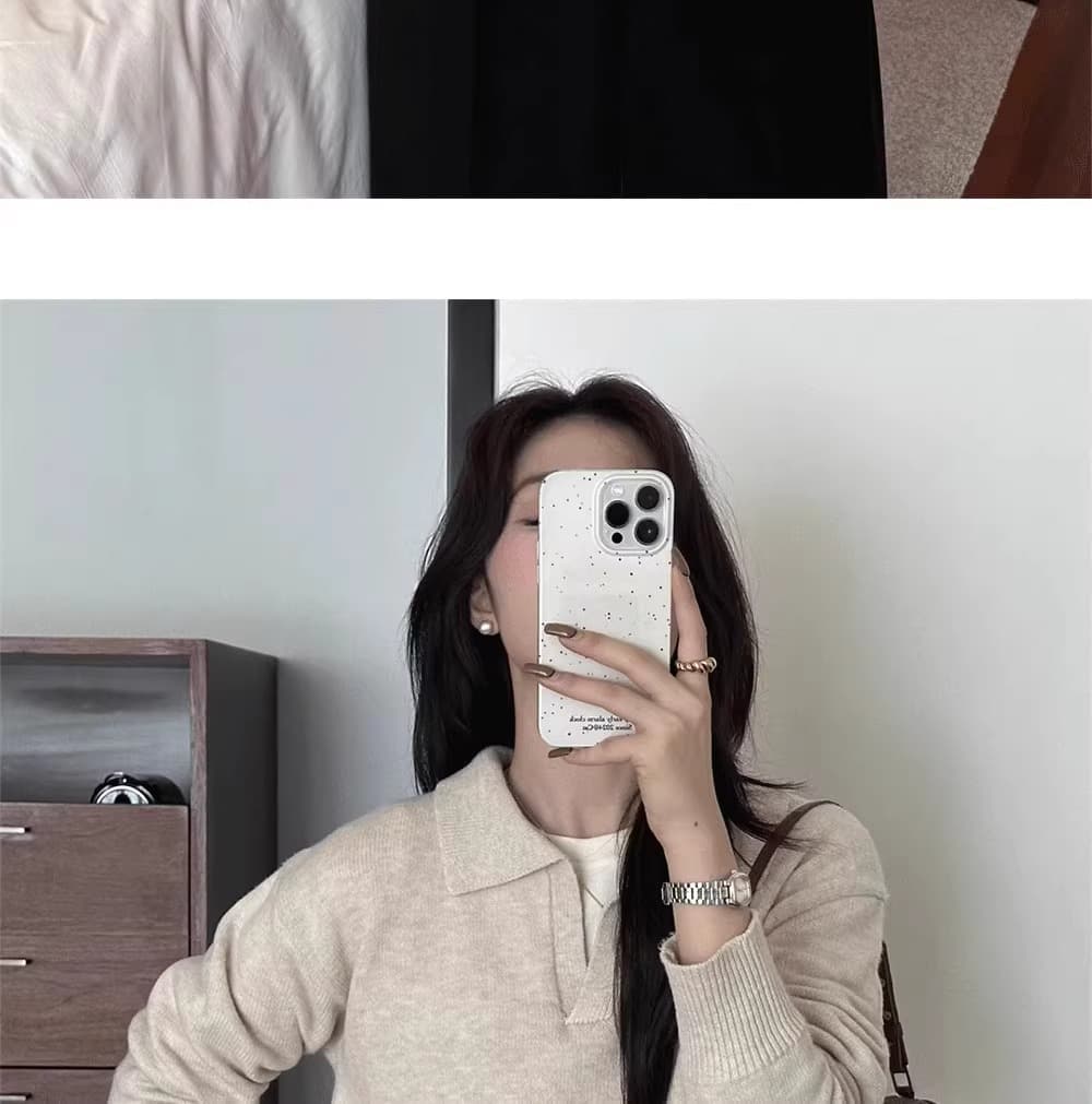 고급 센스 품격 폴로 칼라 니트 스웨터 여성 봄 느긋한 바람 루즈핏 스웨터 인사이드 가져 가라. 기본 셔츠 POLO 셔츠 맨위 상세 이미지 27