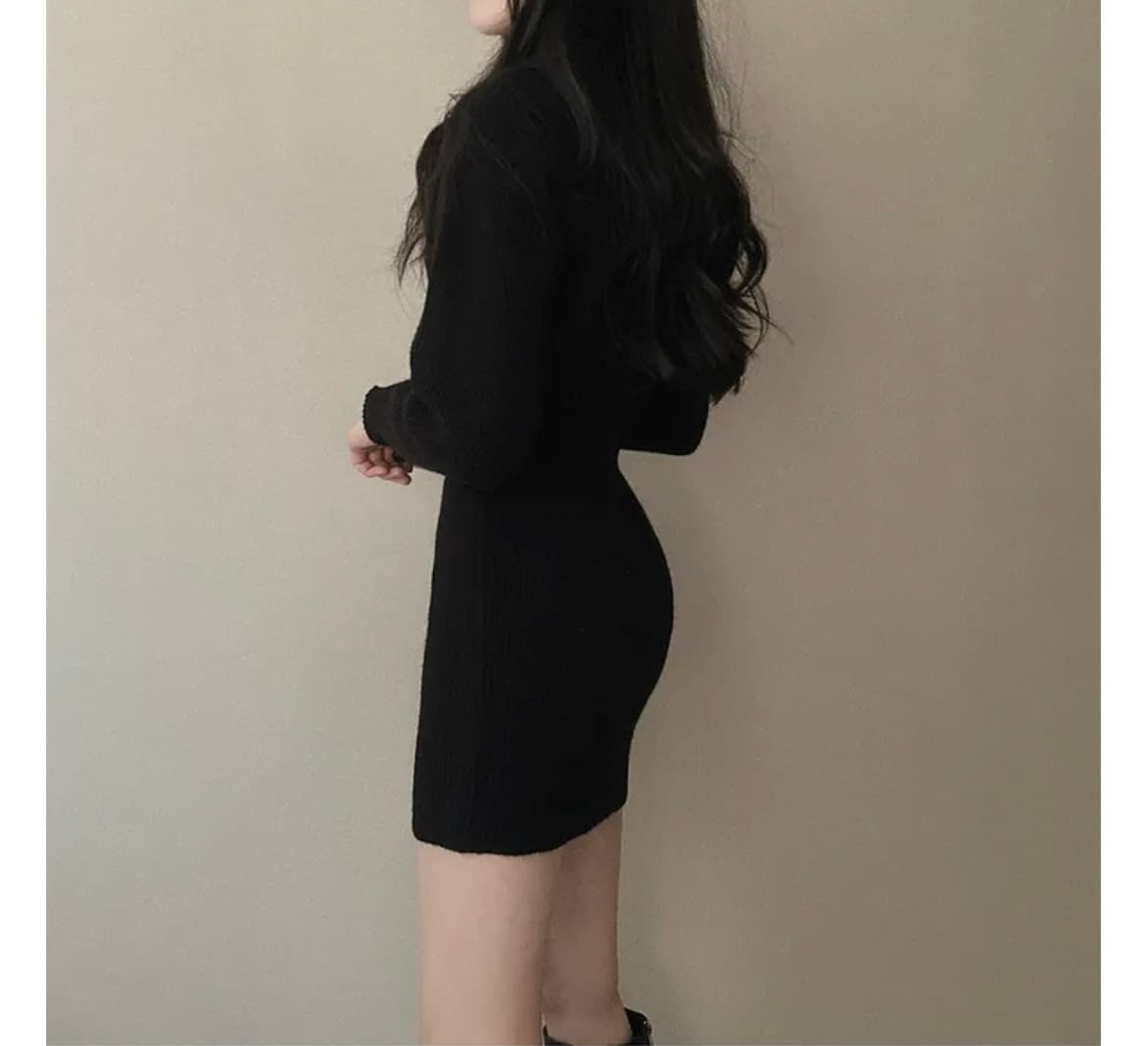 한국 chic 가을 프랑스식 품격 후드 디자인 몸매 가꾸기 슬림해 보이는 두꺼운 니트 타이트 스커트 긴팔 여성 드레스 상세 이미지 16