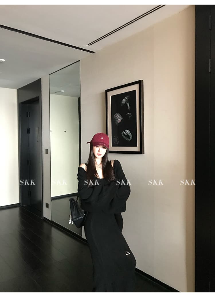 산 ~ 사이 오래된 돈 바람 느긋한 바람 스웨터 오픈 가디건 찢어진 부분 니트 반신 스커트 슬립 세 조각 세트 상세 이미지 43