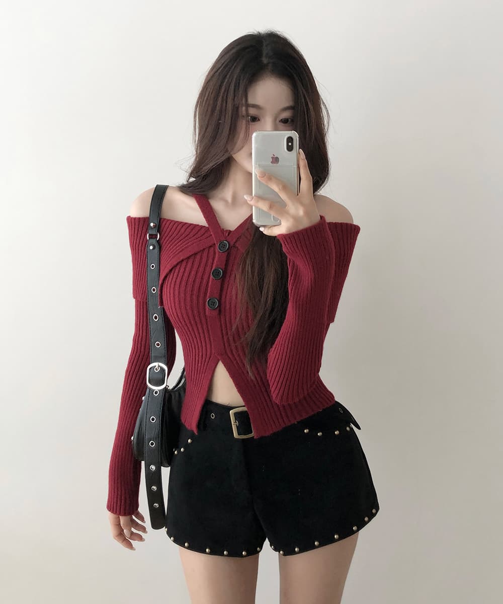 2026 가을 새로운 작은 키 쇼트 스타일 행침 목 오프숄더 몸매 가꾸기 슬림해 보이는 니트 스웨터 스웨터 상세 이미지 14