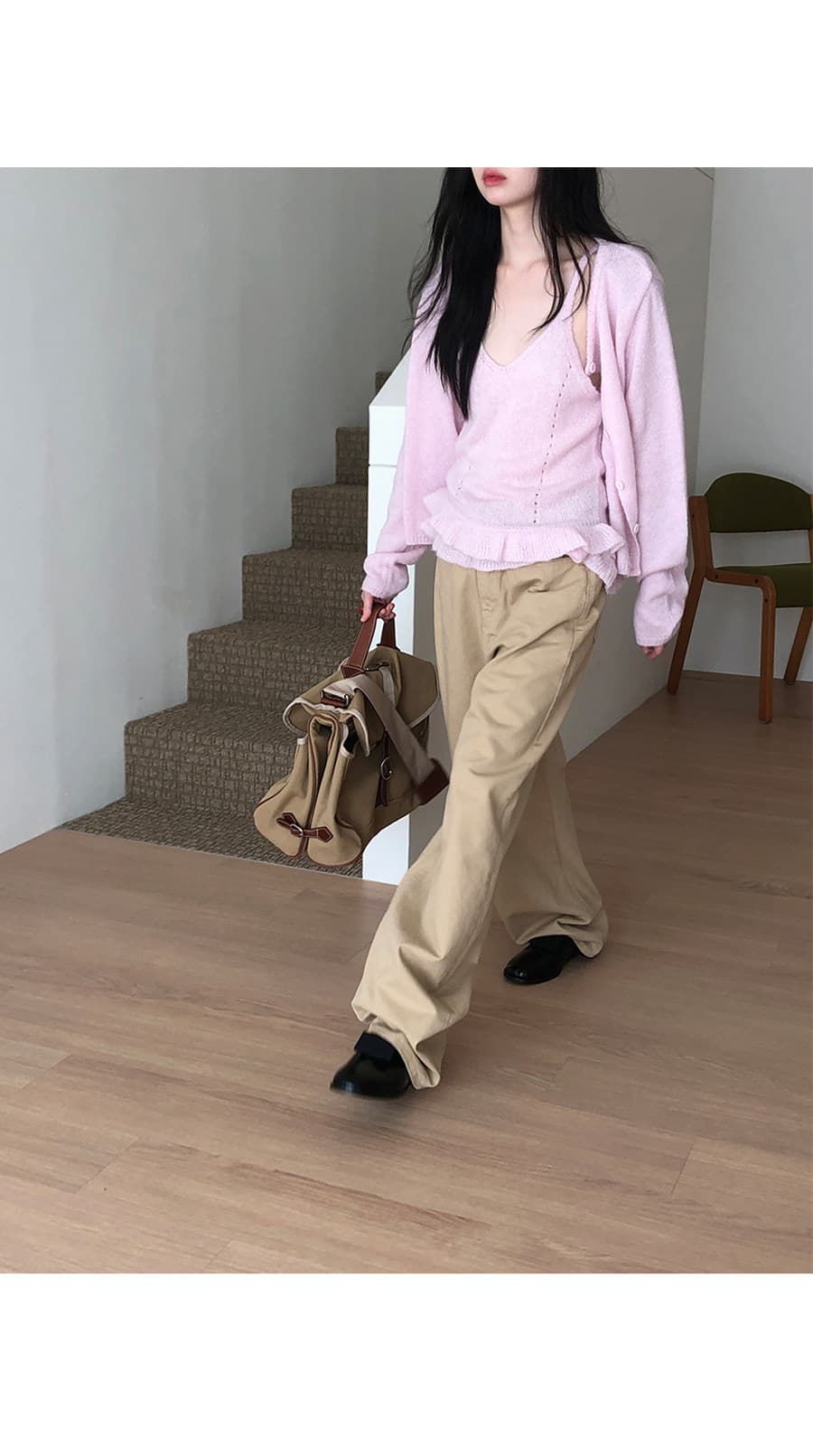 높은 품질 에디션 한국 가을 연령 감소 인사이드 가져 가라. 프릴 슬립 긴팔 니트 스웨터 스웨터 투피스 세트 모헤어 상세 이미지 22