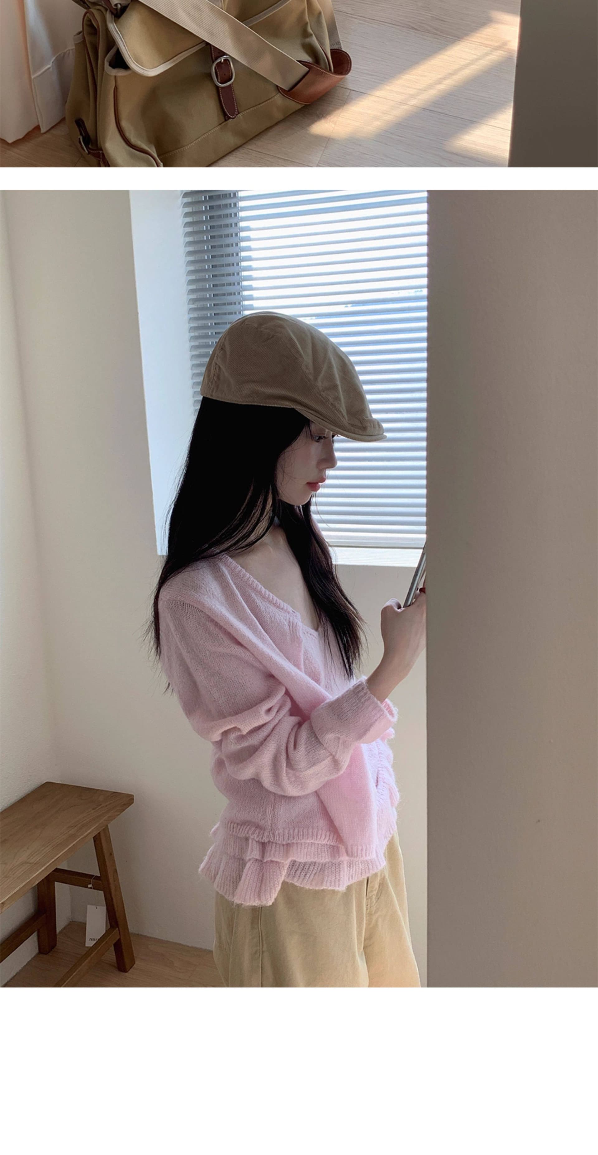 높은 품질 에디션 한국 가을 연령 감소 인사이드 가져 가라. 프릴 슬립 긴팔 니트 스웨터 스웨터 투피스 세트 모헤어 상세 이미지 33