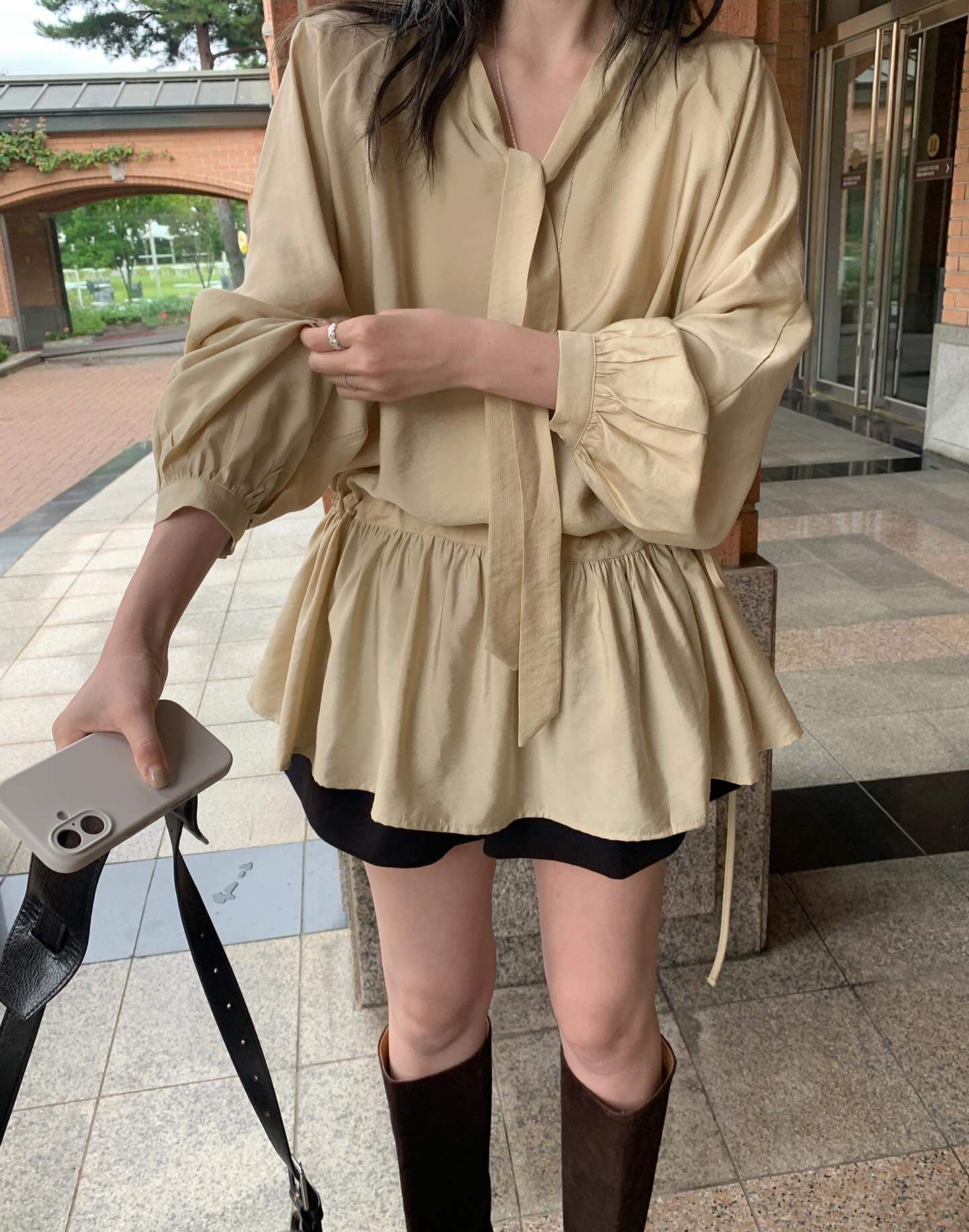 한국 chic 다용도 작은 대중 패션 루즈핏 슬림해 보이는 다용도 긴팔 드레스 2026 가을 신제품 맨위 상세 이미지 12