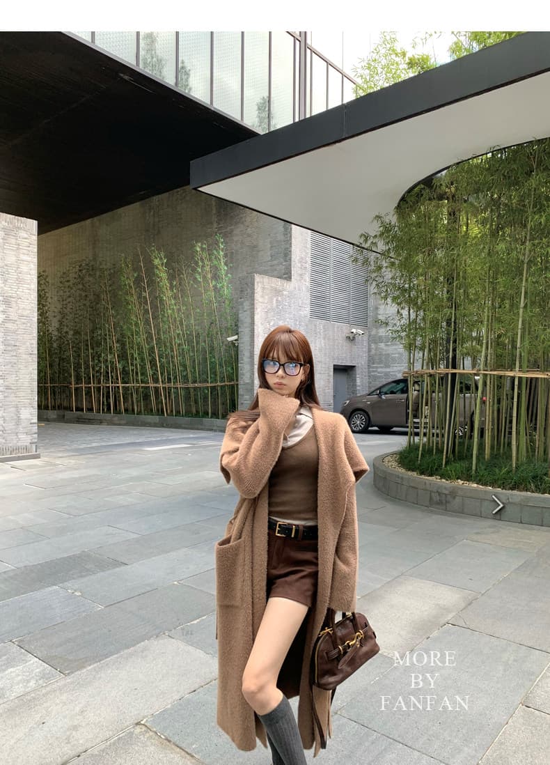 26 이른 가을 새로운 느긋한 천 골드 느슨함 센스 모방 fall 털 큰 머리카락 외투 따뜻한 플러시 센스 빅 칼라 벨트 오픈 가디건 상세 이미지 3