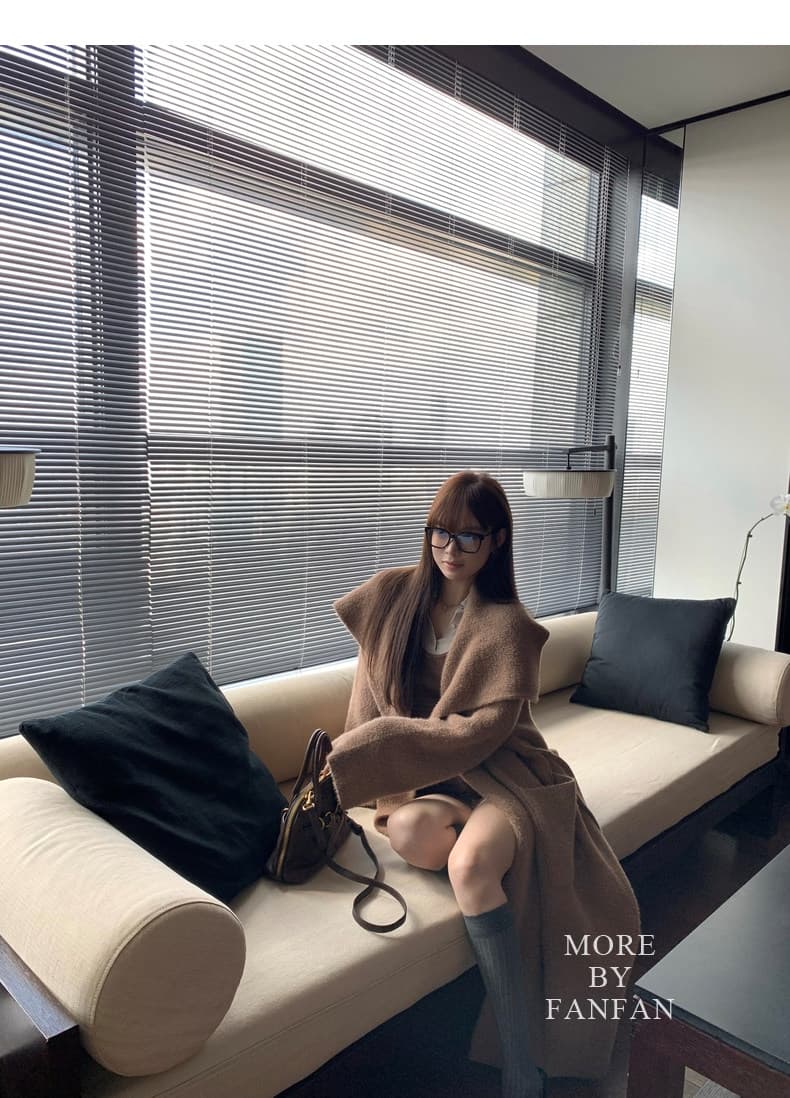 26 이른 가을 새로운 느긋한 천 골드 느슨함 센스 모방 fall 털 큰 머리카락 외투 따뜻한 플러시 센스 빅 칼라 벨트 오픈 가디건 상세 이미지 44