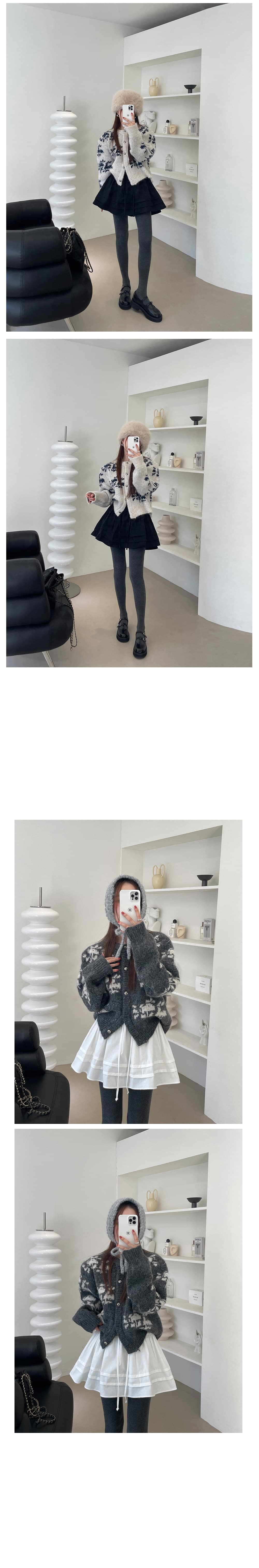 한국 동대문 크리스마스 분위기 센스 레트로 자카드 스웨터 부드러운 찹쌀 양모 니트 오픈 가디건 보온 여성 코트 상세 이미지 2