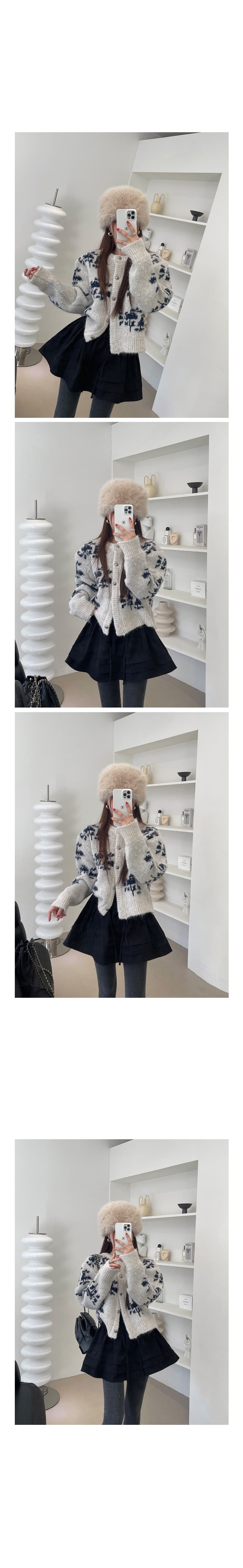 한국 동대문 크리스마스 분위기 센스 레트로 자카드 스웨터 부드러운 찹쌀 양모 니트 오픈 가디건 보온 여성 코트 상세 이미지 4