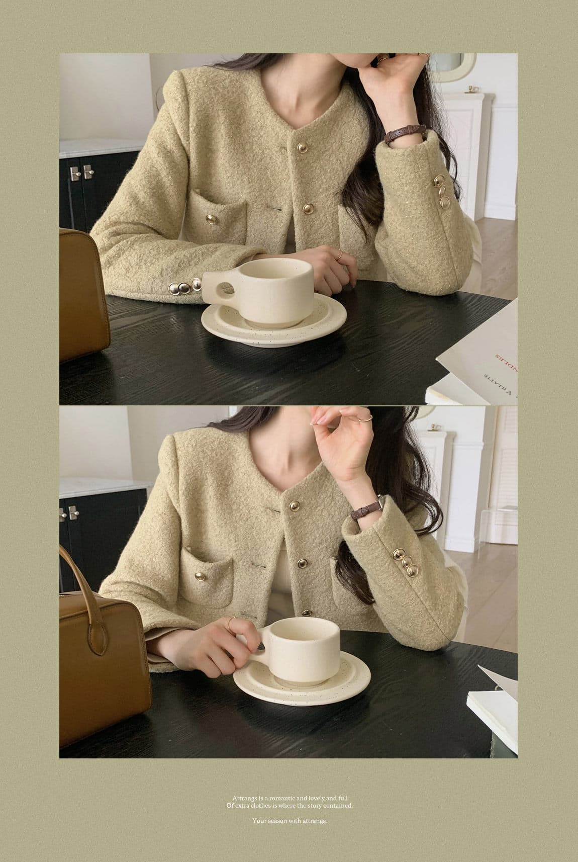 한국 봄 여성 의류 라운드 넥 긴팔 작은 샤넬 스타일 짧은 머리 여성 코트 다용도 맨위 정장 상세 이미지 24