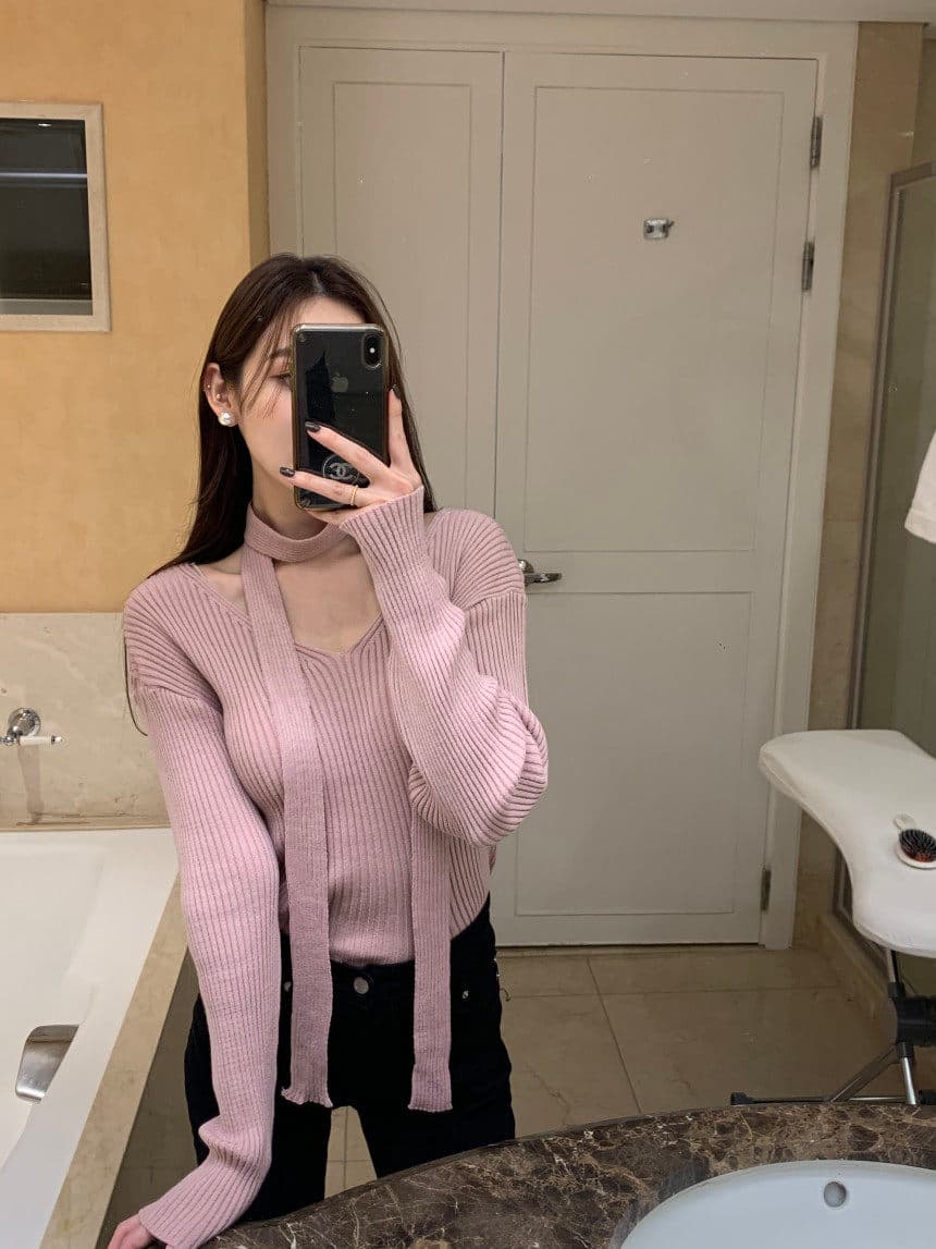 한국 chic 봄 새로운 프랑스식 품격 V넥 행침 목 구덩이 기사 몸매 가꾸기 슬림해 보이는 다용도 긴팔 니트 스웨터 스웨터 여자 상세 이미지 25