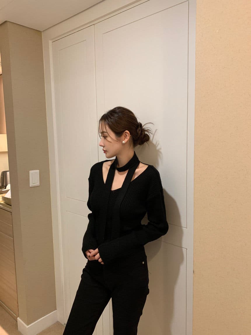 한국 chic 봄 새로운 프랑스식 품격 V넥 행침 목 구덩이 기사 몸매 가꾸기 슬림해 보이는 다용도 긴팔 니트 스웨터 스웨터 여자 상세 이미지 35