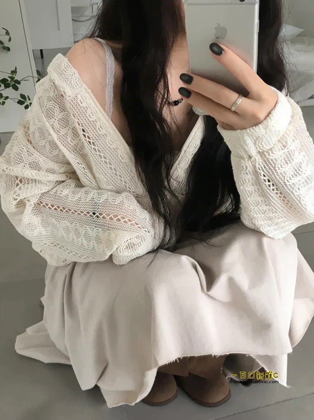 한 부서 이른 가을 레이스 시스루 니트 지퍼 후드 루즈핏 오픈 가디건 캐주얼 자외선 차단 얇은 스타일 맨위 재킷 상세 이미지 11
