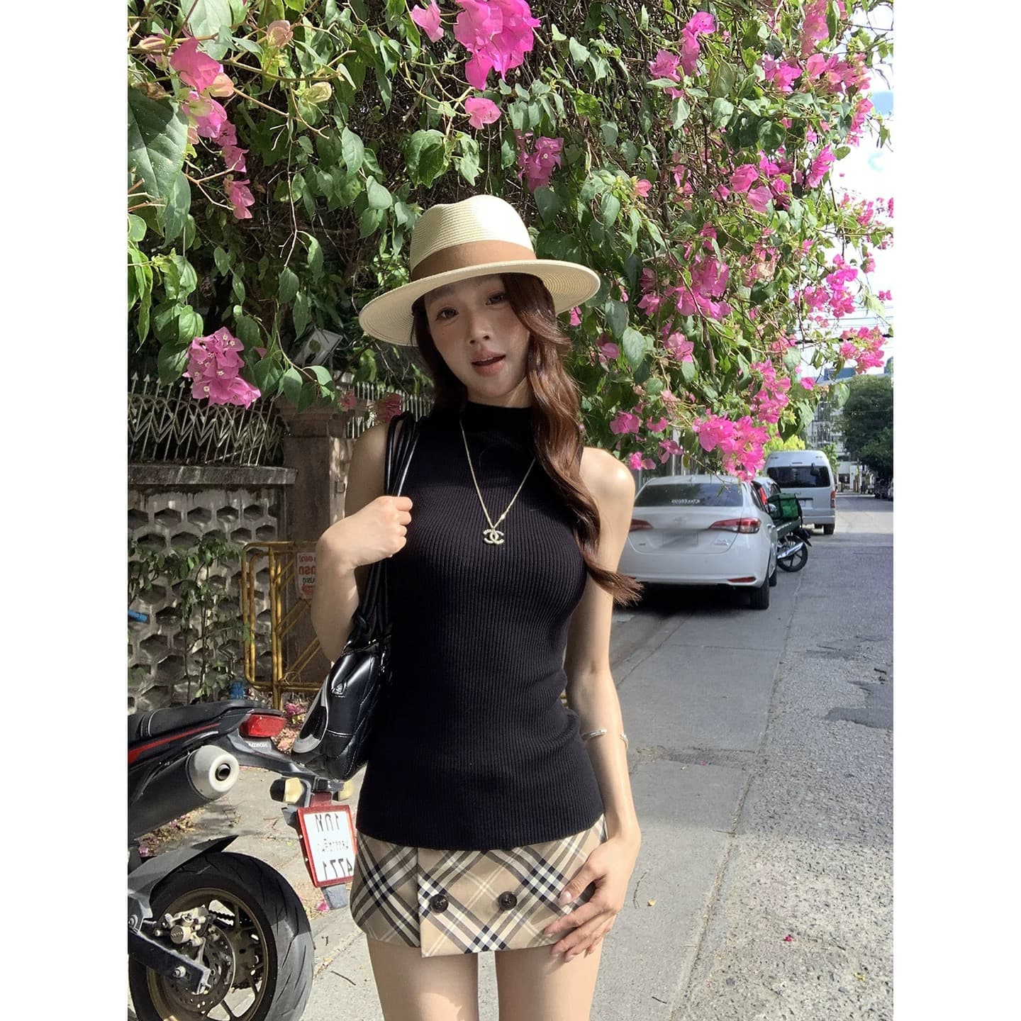 레드 맨 파빌리온 조끼 여성 여름 외출용 검정색 니트 터틀넥 고급 센스 chic Chic 오프숄더 한 부서 민소매 맨위 이미지 4